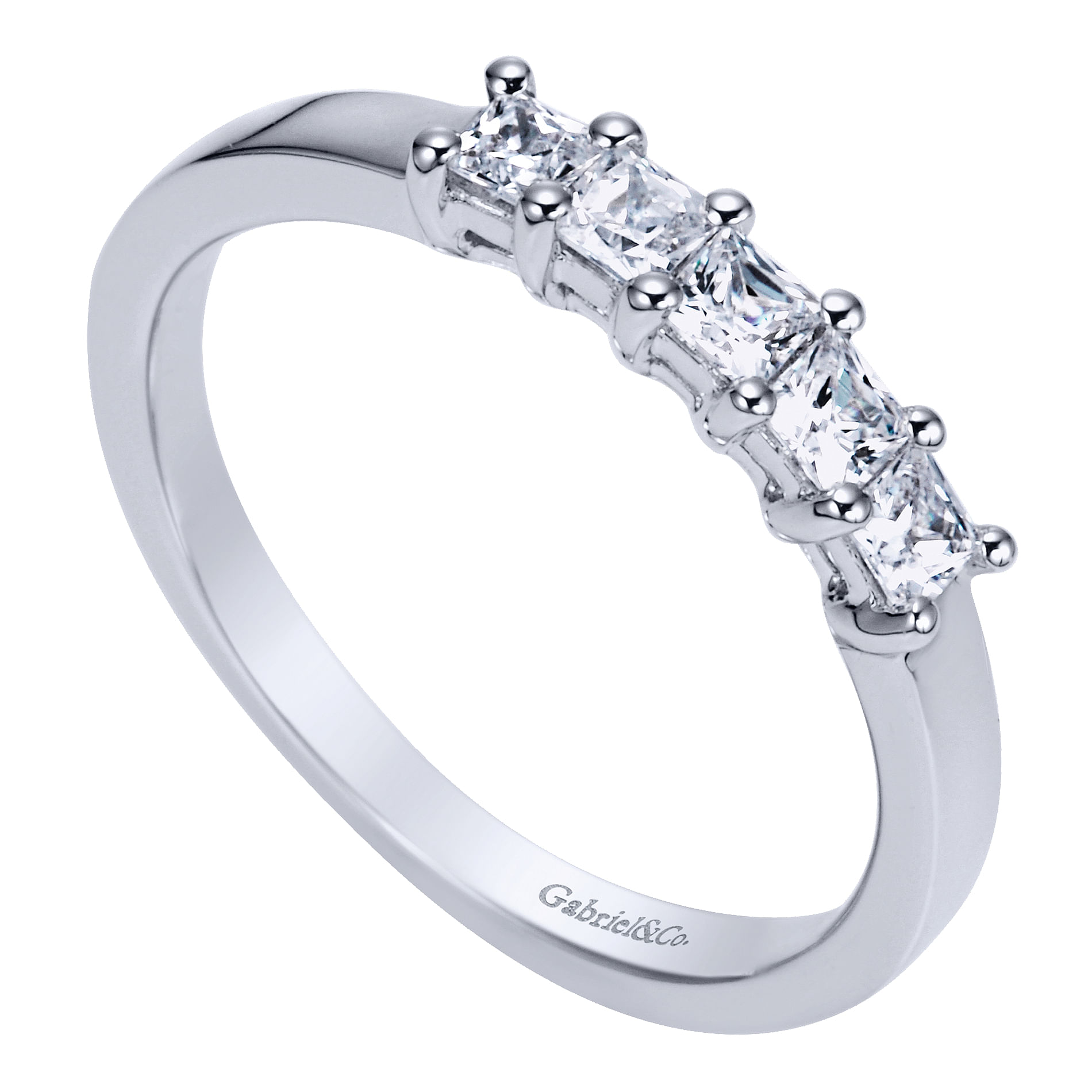 14k White Gold Diamond Straight Anniversary Band angle 3 14k White Gold Diamond Straight Anniversary Band angle 3