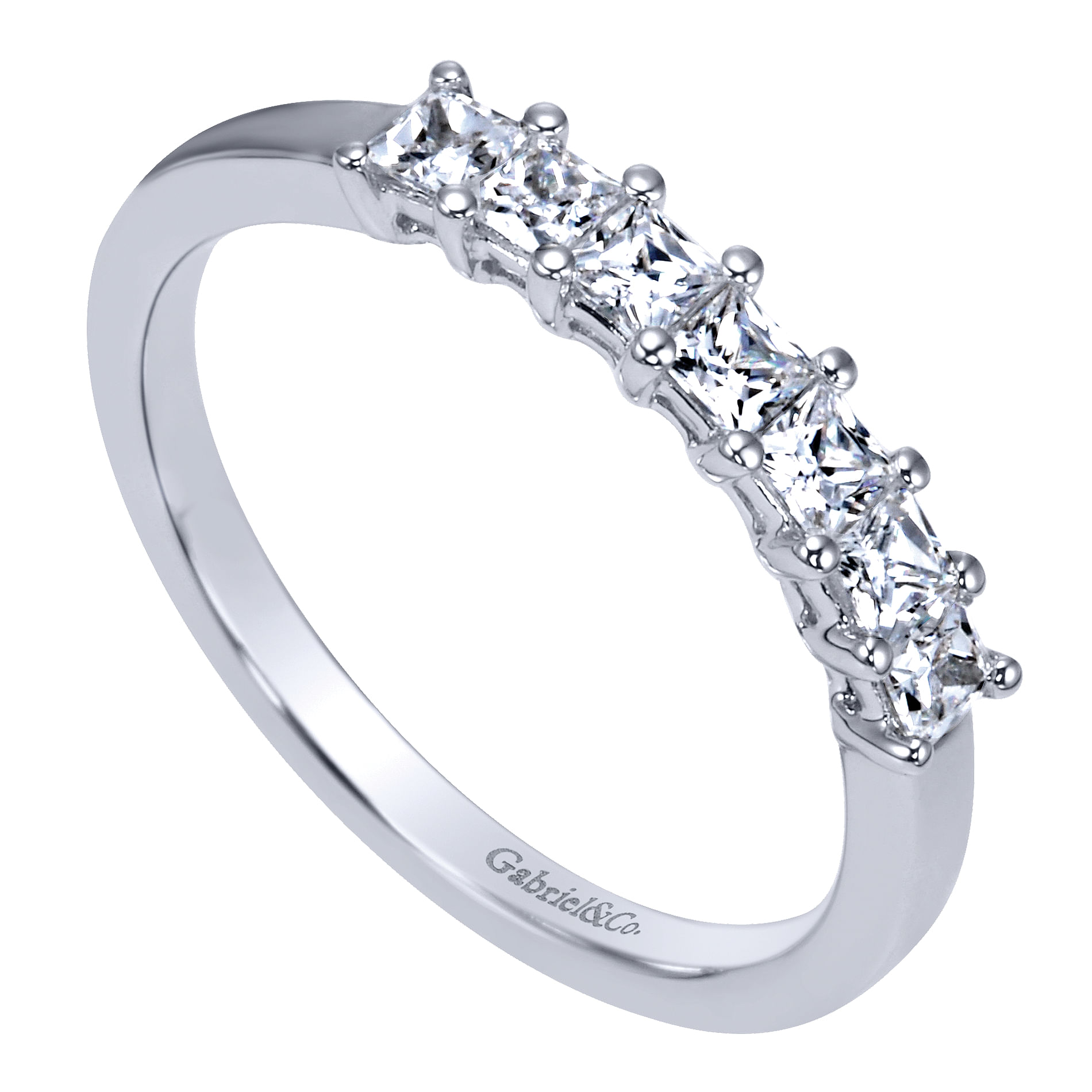 14k White Gold Diamond Straight Anniversary Band angle 3 14k White Gold Diamond Straight Anniversary Band angle 3