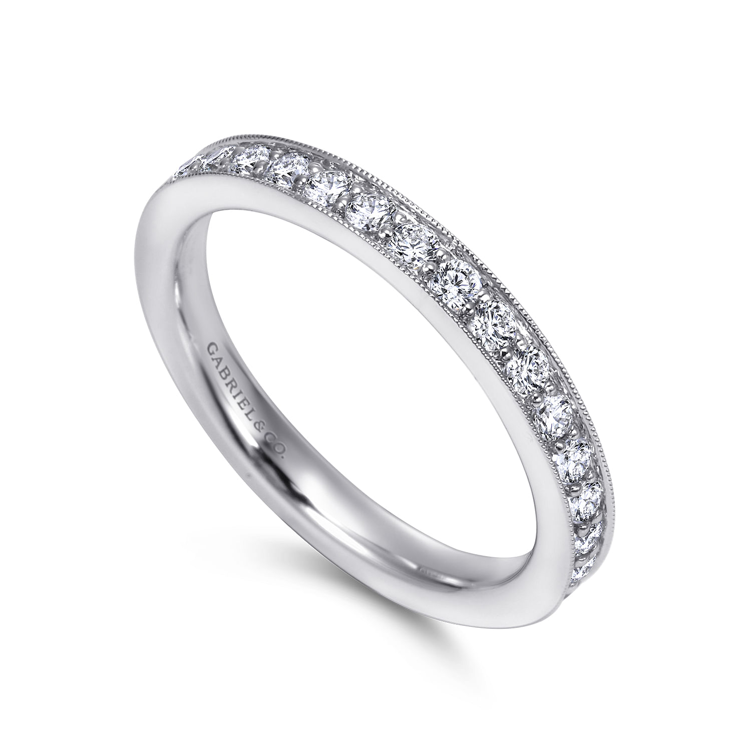 14k White Gold Diamond Straight Anniversary Band angle 3 14k White Gold Diamond Straight Anniversary Band angle 3