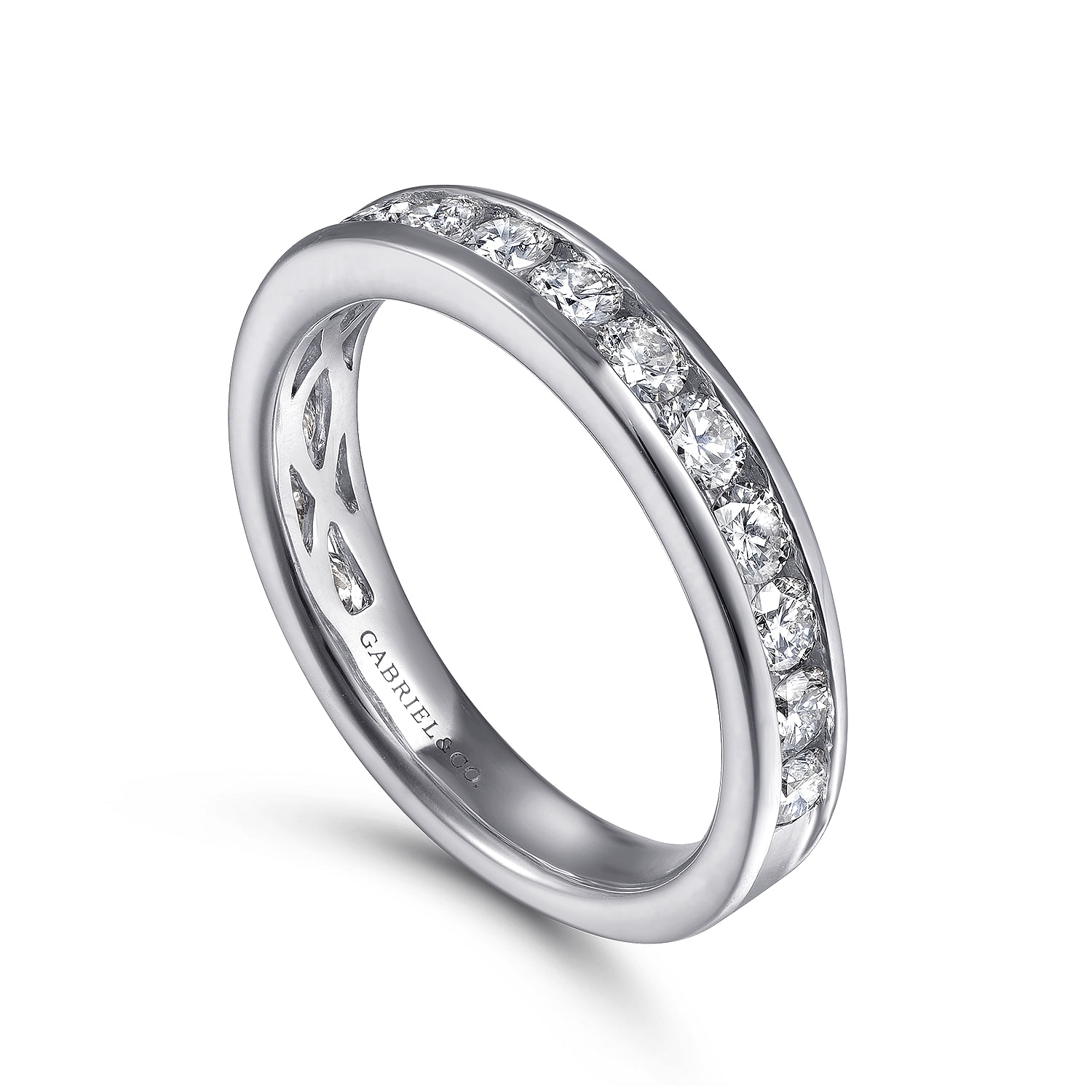 14k White Gold Diamond Straight Anniversary Band angle 3 14k White Gold Diamond Straight Anniversary Band angle 3