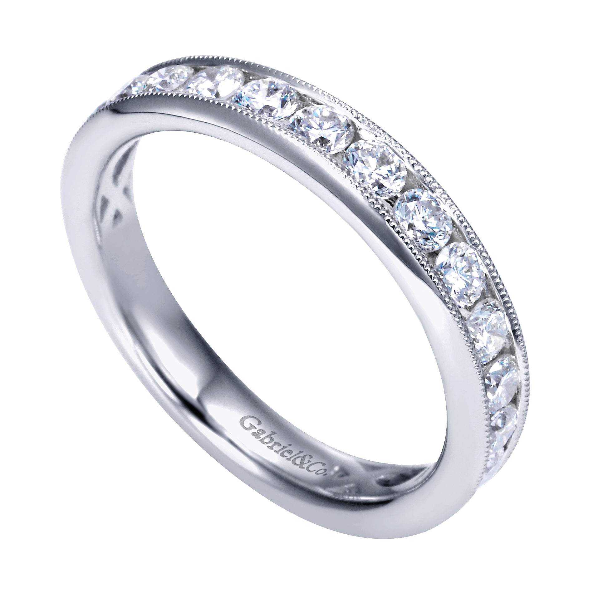 14k White Gold Diamond Straight Anniversary Band angle 3 14k White Gold Diamond Straight Anniversary Band angle 3