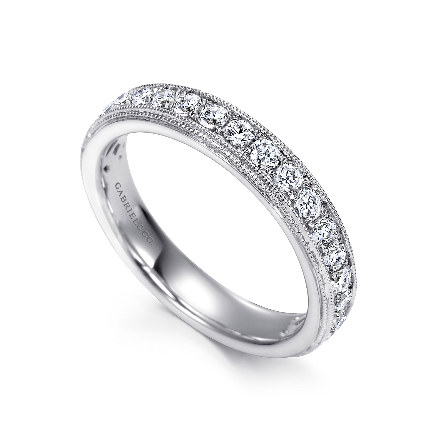 14k White Gold Diamond Straight Anniversary Band angle 3 14k White Gold Diamond Straight Anniversary Band angle 3