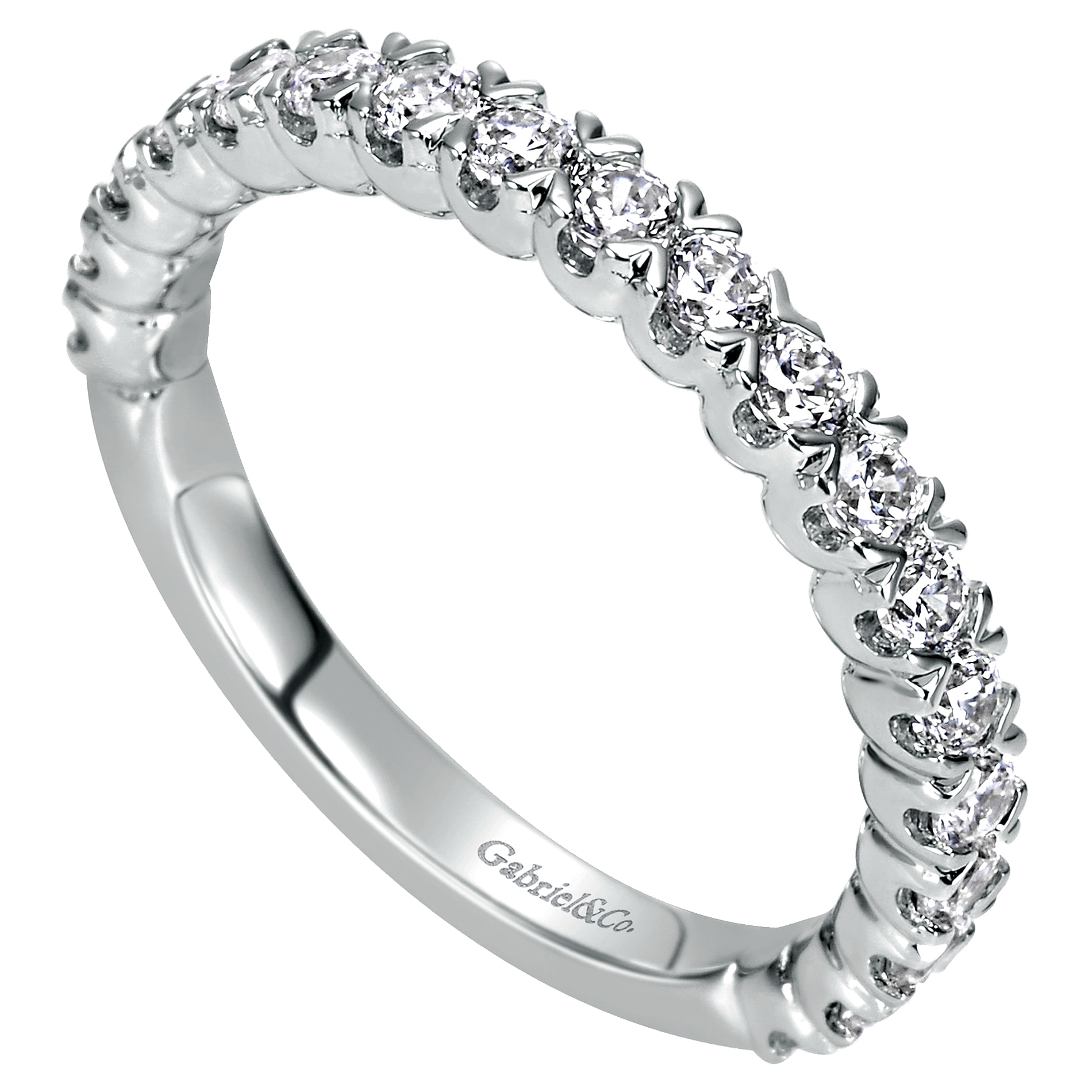 14k White Gold Diamond Straight Anniversary Band angle 3 14k White Gold Diamond Straight Anniversary Band angle 3