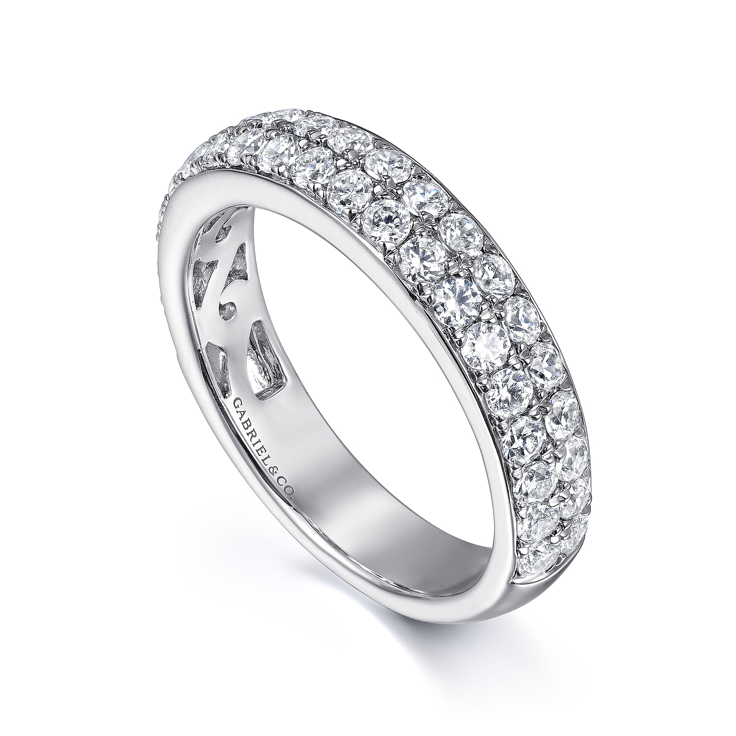 14k White Gold Diamond Straight Anniversary Band angle 3 14k White Gold Diamond Straight Anniversary Band angle 3