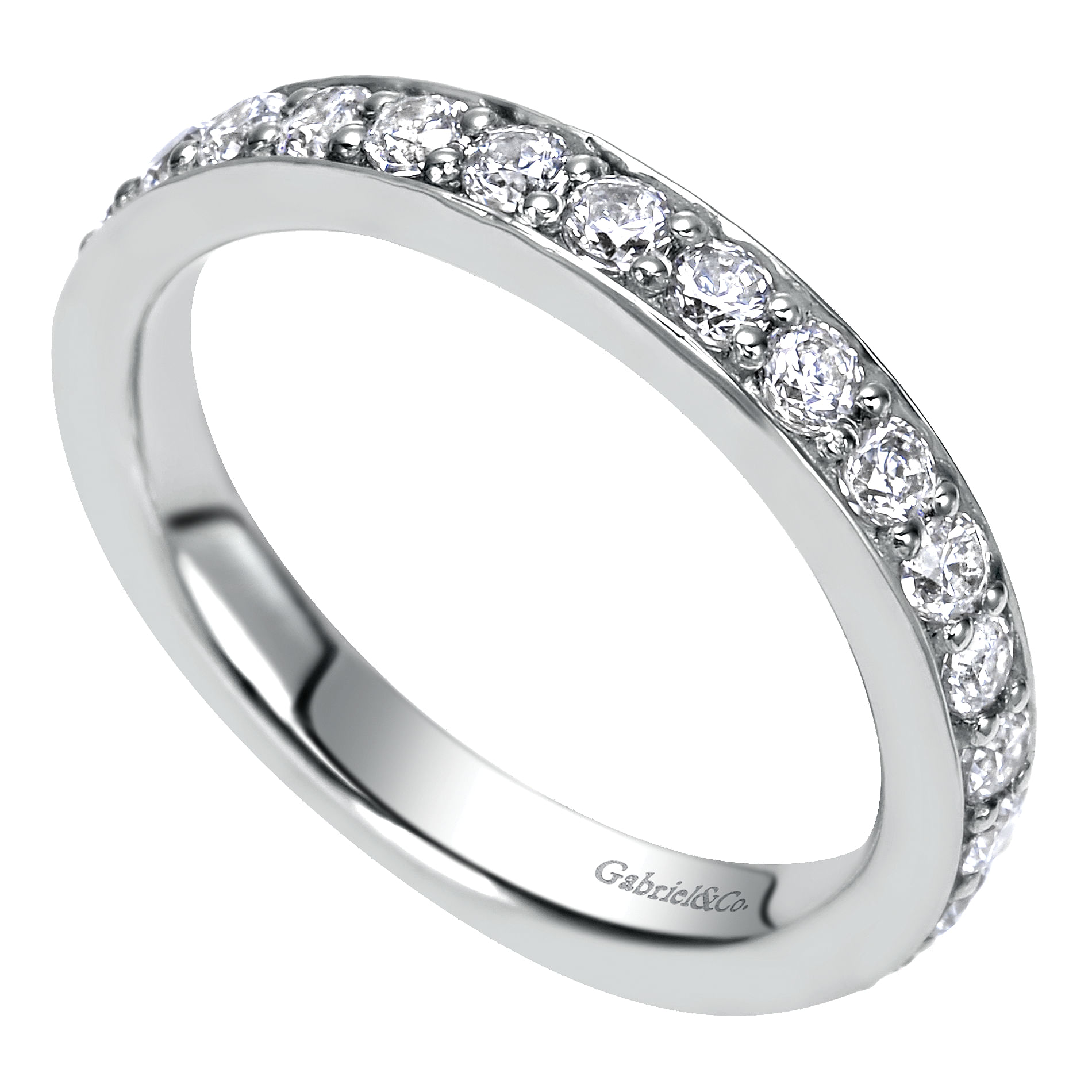 14k White Gold Diamond Straight Anniversary Band angle 3 14k White Gold Diamond Straight Anniversary Band angle 3