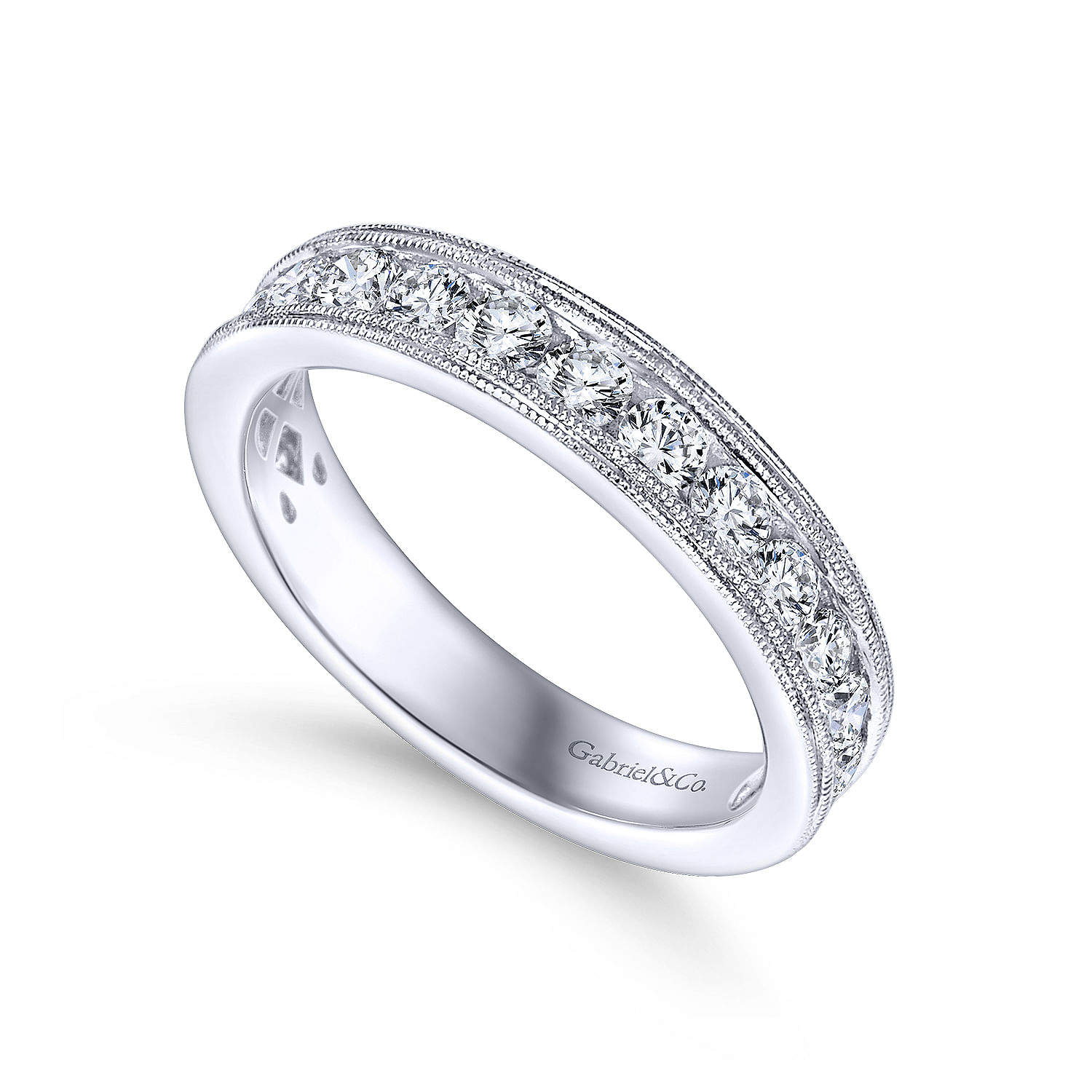 14k White Gold Diamond Straight Anniversary Band angle 3 14k White Gold Diamond Straight Anniversary Band angle 3