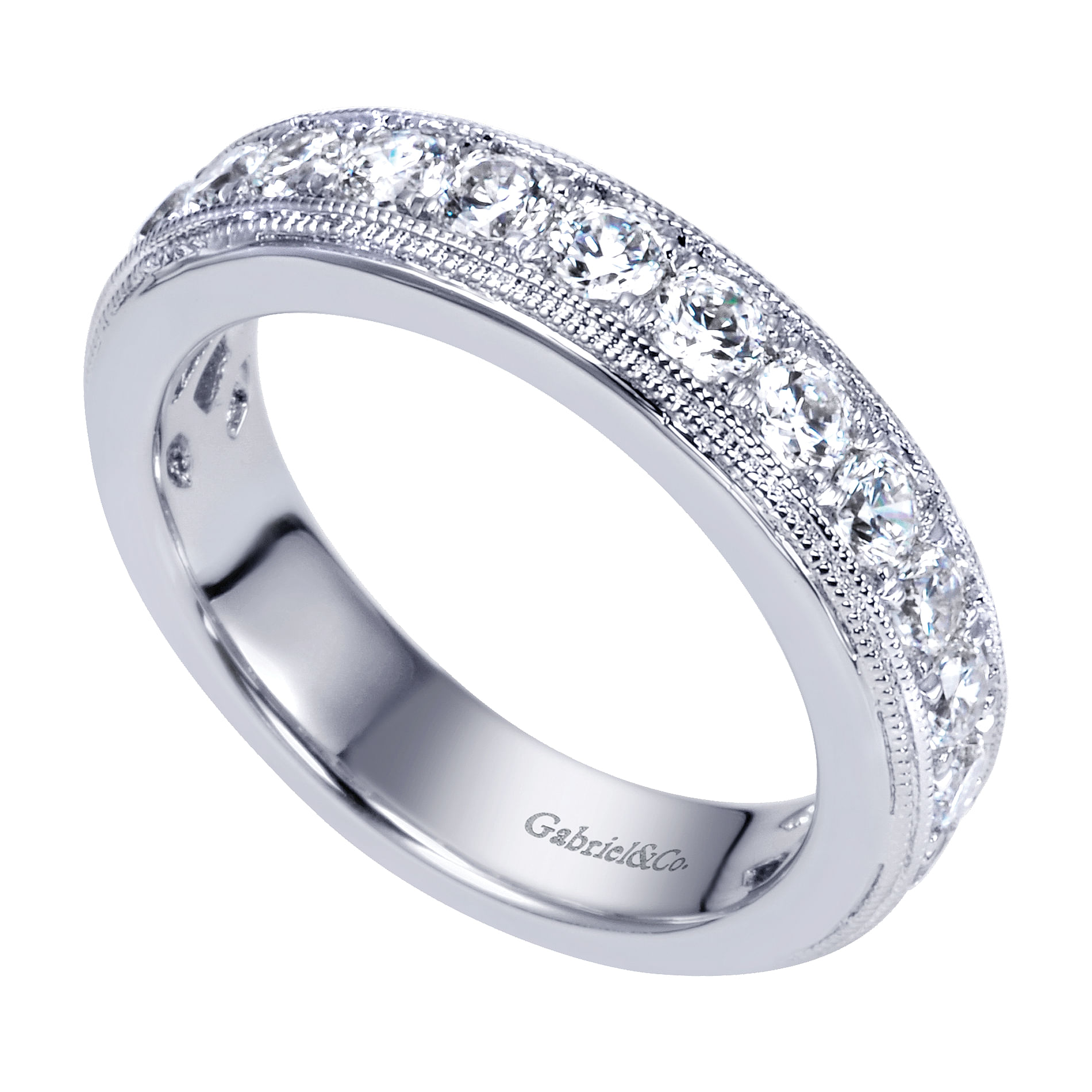 14k White Gold Diamond Straight Anniversary Band angle 3 14k White Gold Diamond Straight Anniversary Band angle 3
