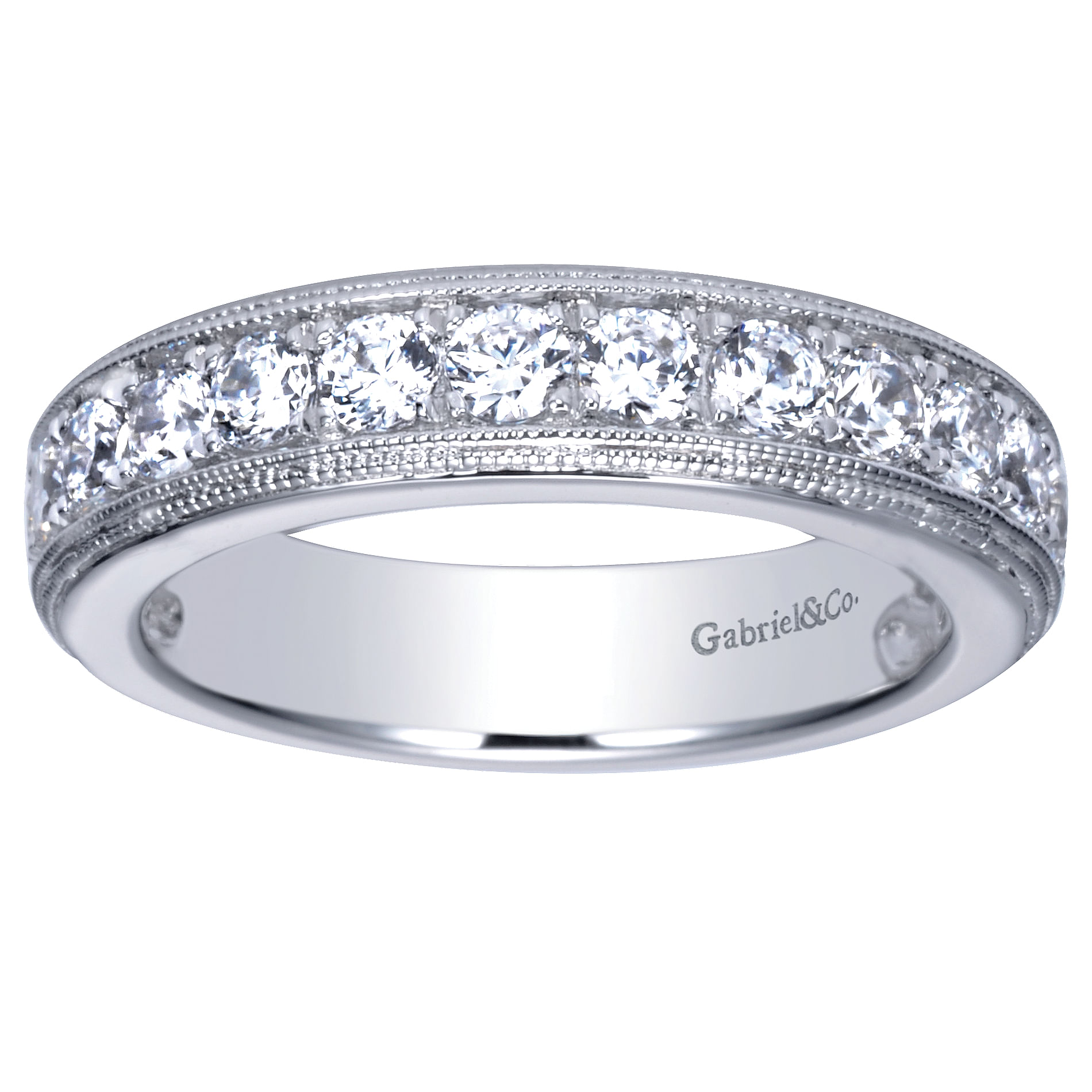 14k White Gold Diamond Straight Anniversary Band angle 5 14k White Gold Diamond Straight Anniversary Band angle 5