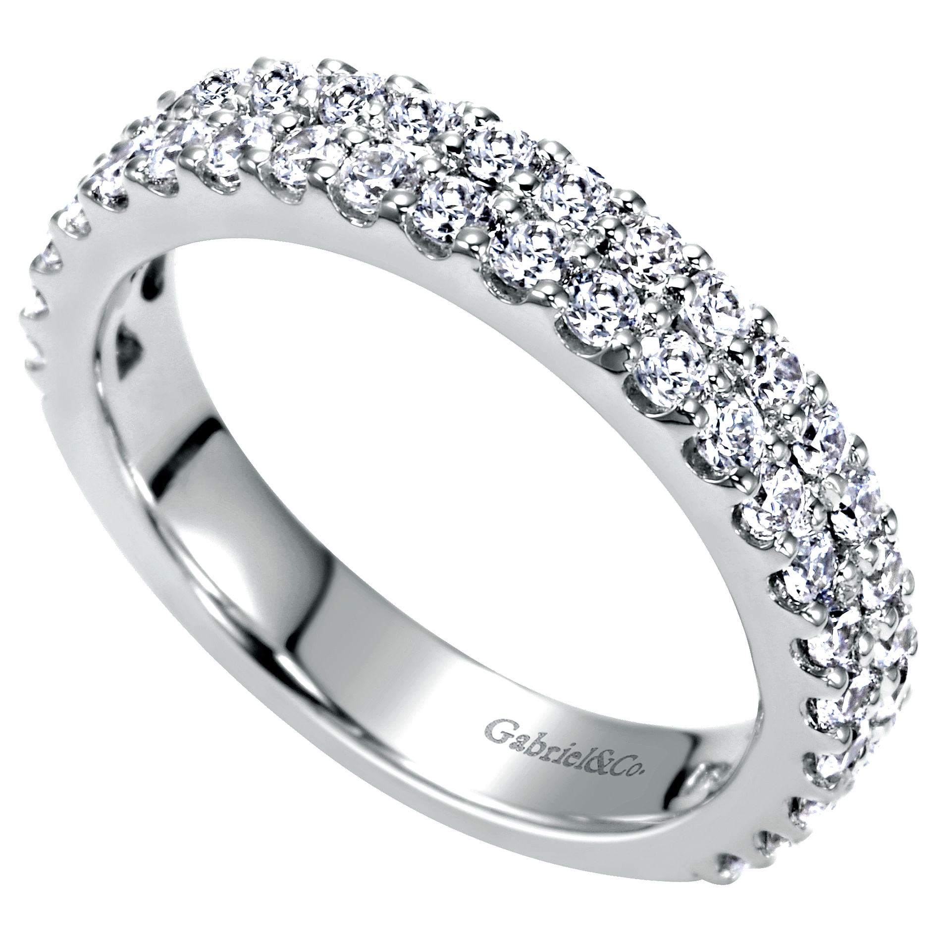 14k White Gold Diamond Straight Anniversary Band angle 3 14k White Gold Diamond Straight Anniversary Band angle 3