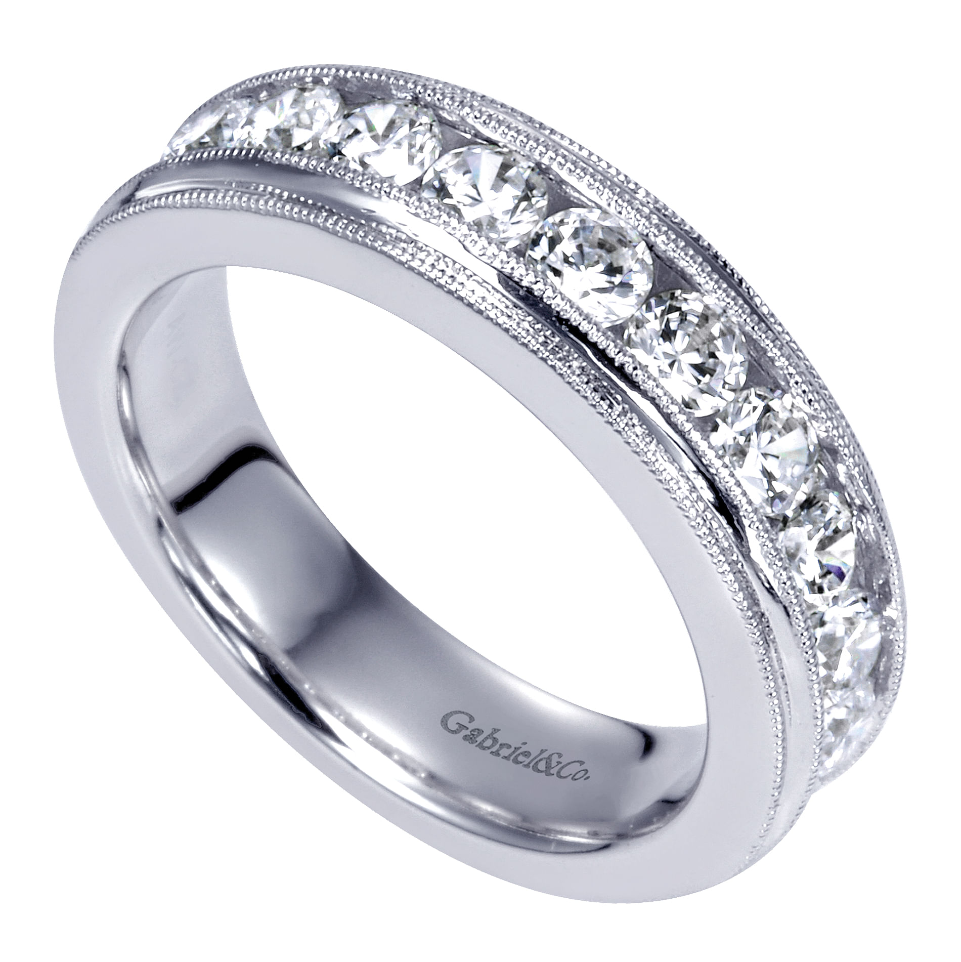 14k White Gold Diamond Straight Anniversary Band angle 3 14k White Gold Diamond Straight Anniversary Band angle 3