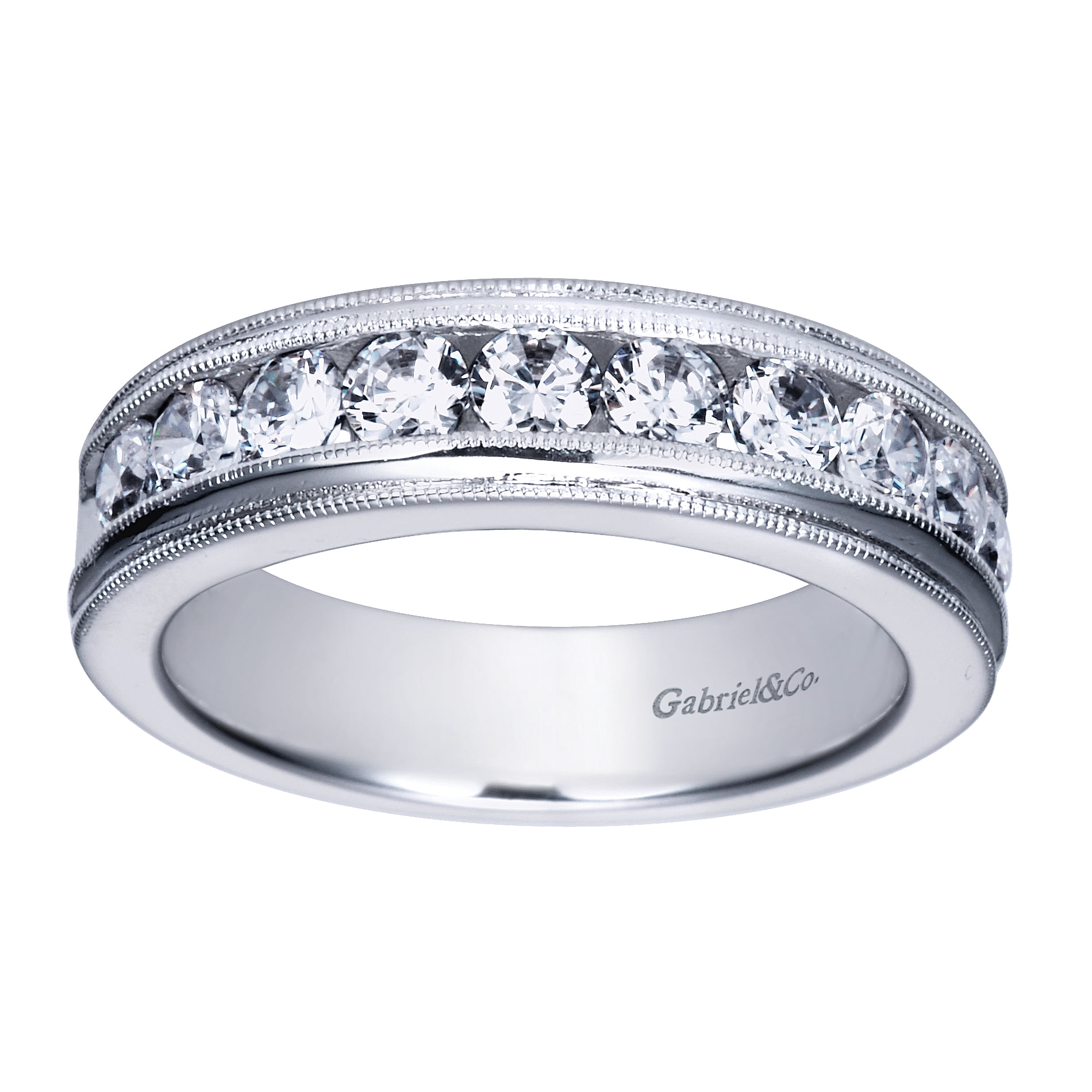 14k White Gold Diamond Straight Anniversary Band angle 5 14k White Gold Diamond Straight Anniversary Band angle 5