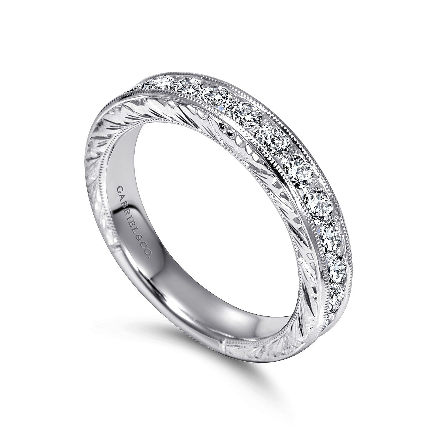 14k White Gold Diamond Straight Anniversary Band angle 3 14k White Gold Diamond Straight Anniversary Band angle 3