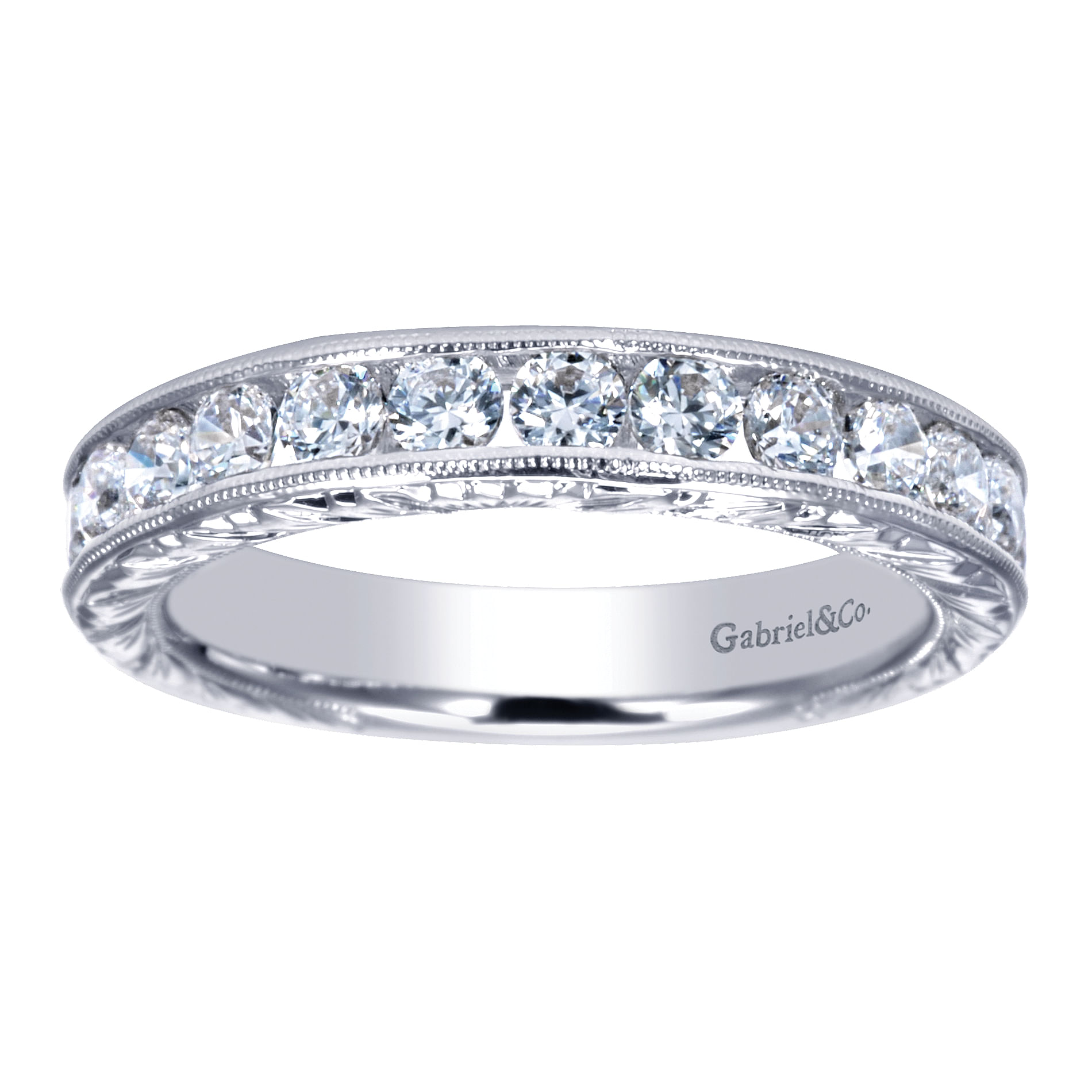 14k White Gold Diamond Straight Anniversary Band angle 5 14k White Gold Diamond Straight Anniversary Band angle 5