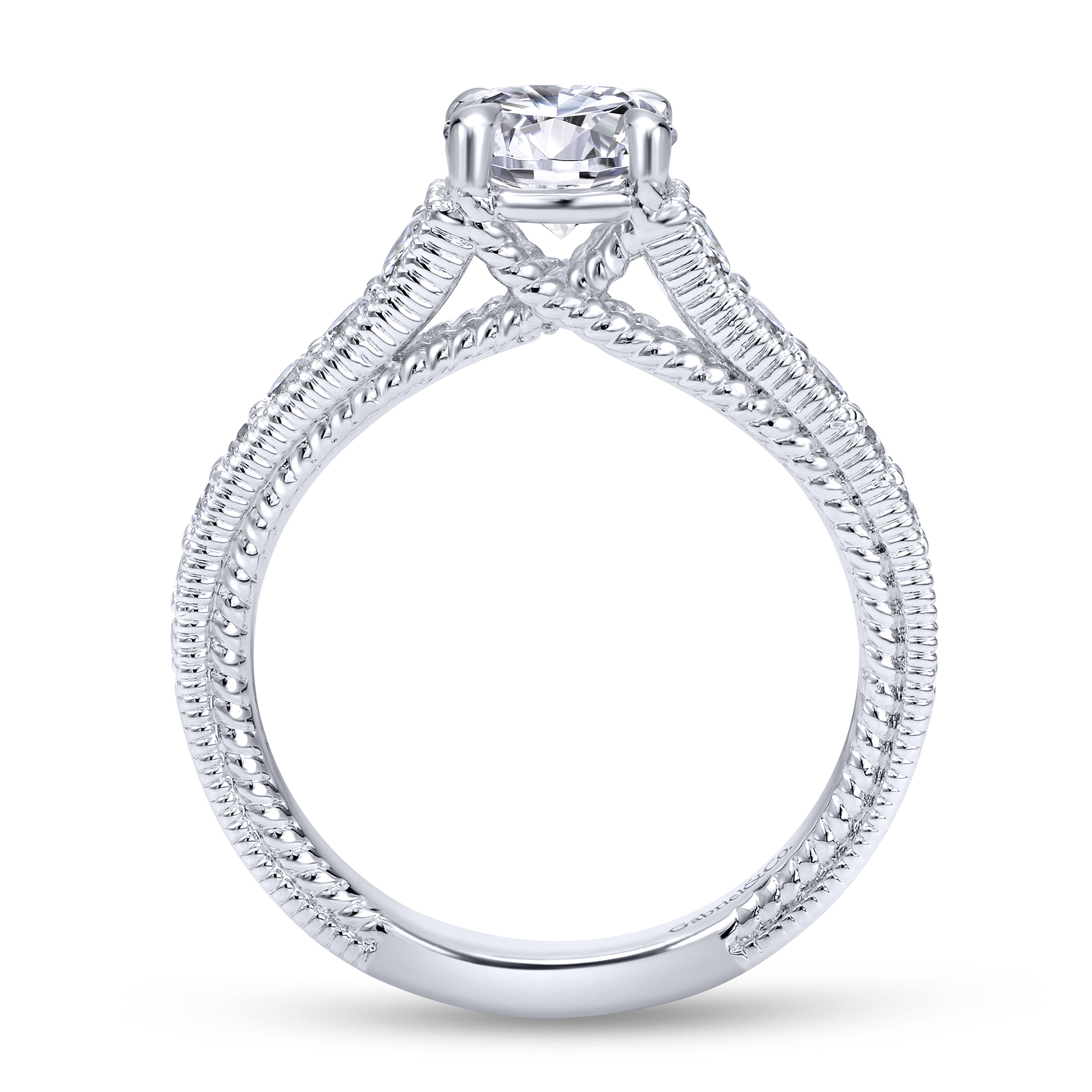 14k White Gold Diamond Straight Engagement Ring angle 2 14k White Gold Diamond Straight Engagement Ring angle 2