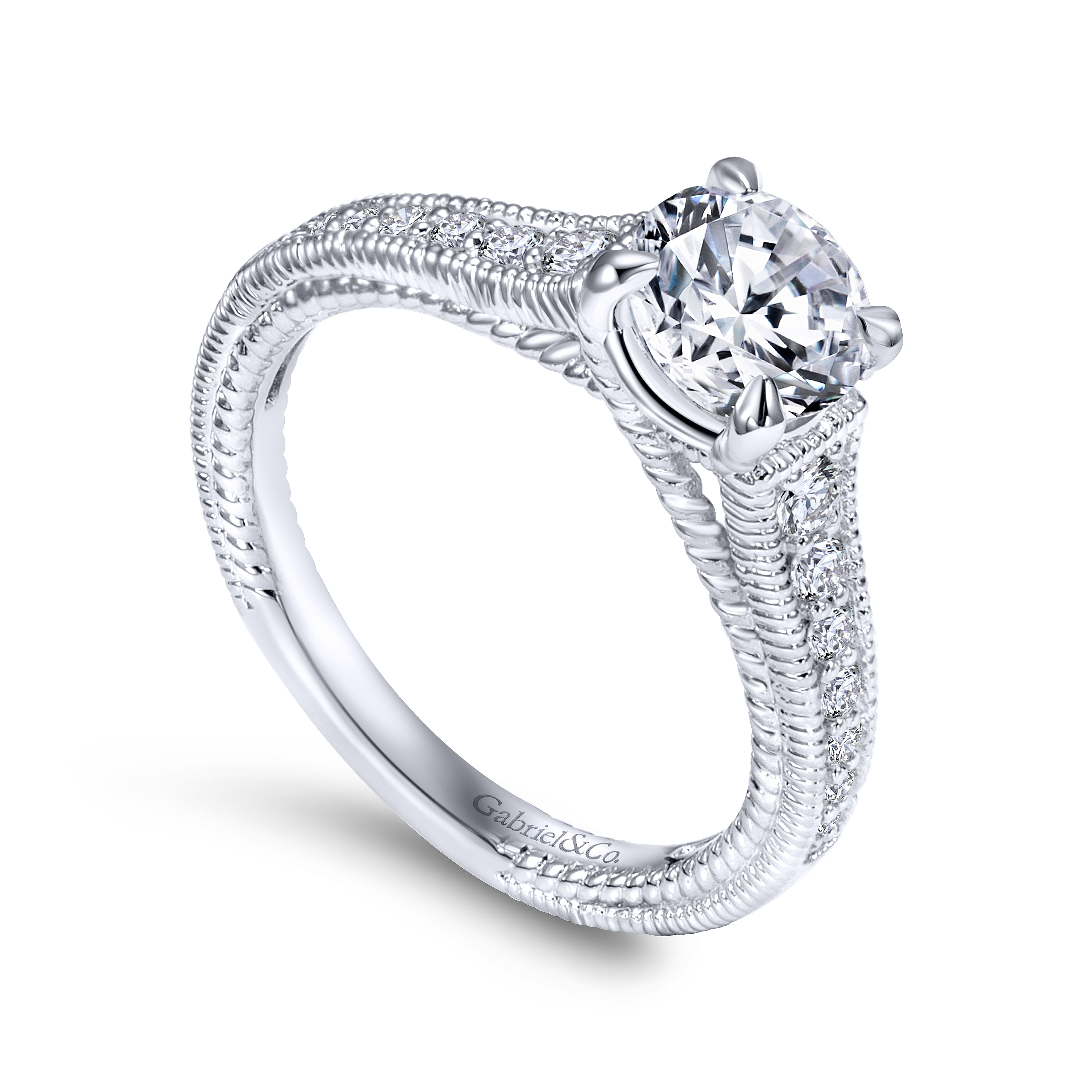 14k White Gold Diamond Straight Engagement Ring angle 3 14k White Gold Diamond Straight Engagement Ring angle 3