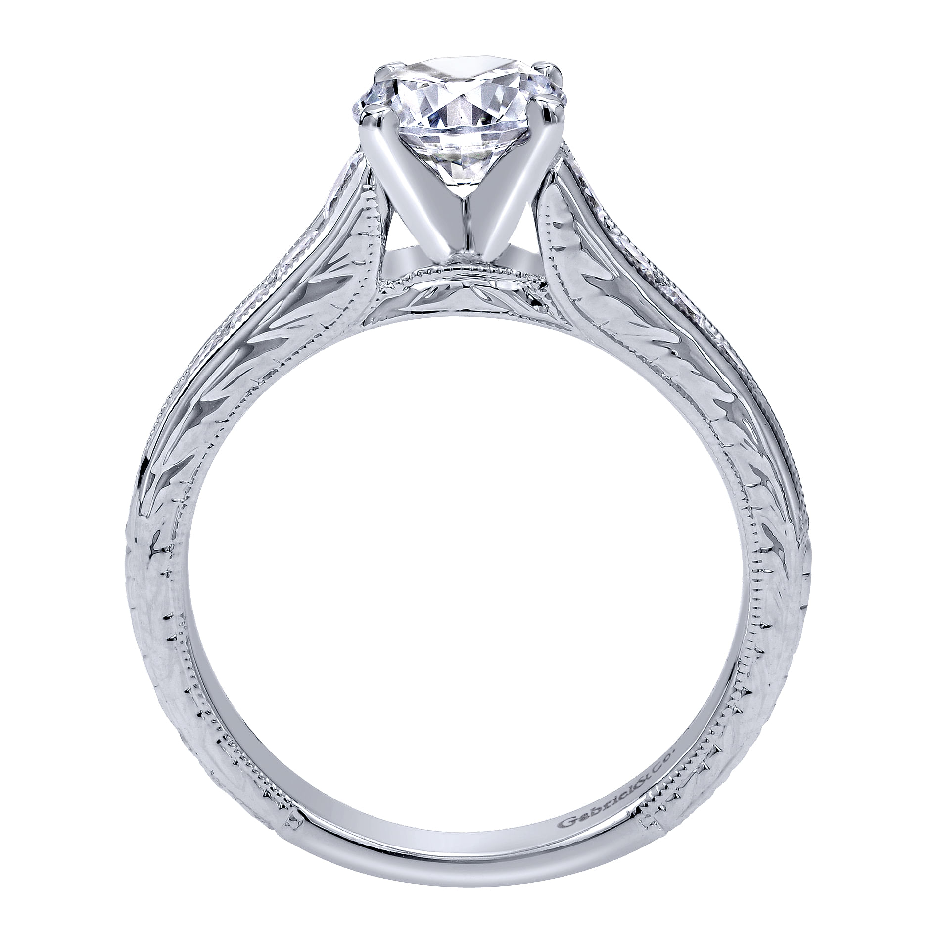 14k White Gold Diamond Straight Engagement Ring angle 2 14k White Gold Diamond Straight Engagement Ring angle 2