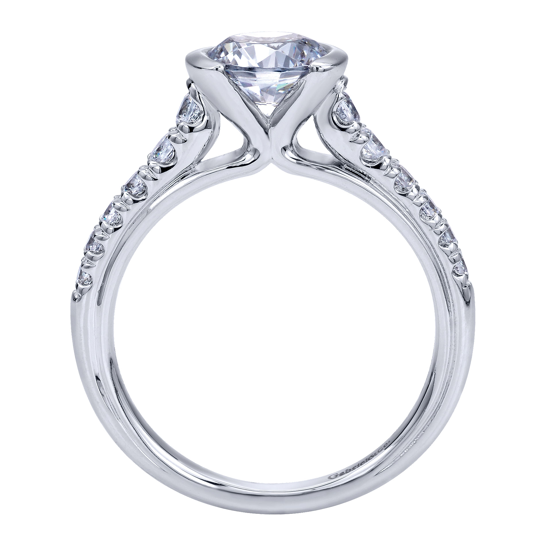 14k White Gold Diamond Straight Engagement Ring angle 2 14k White Gold Diamond Straight Engagement Ring angle 2