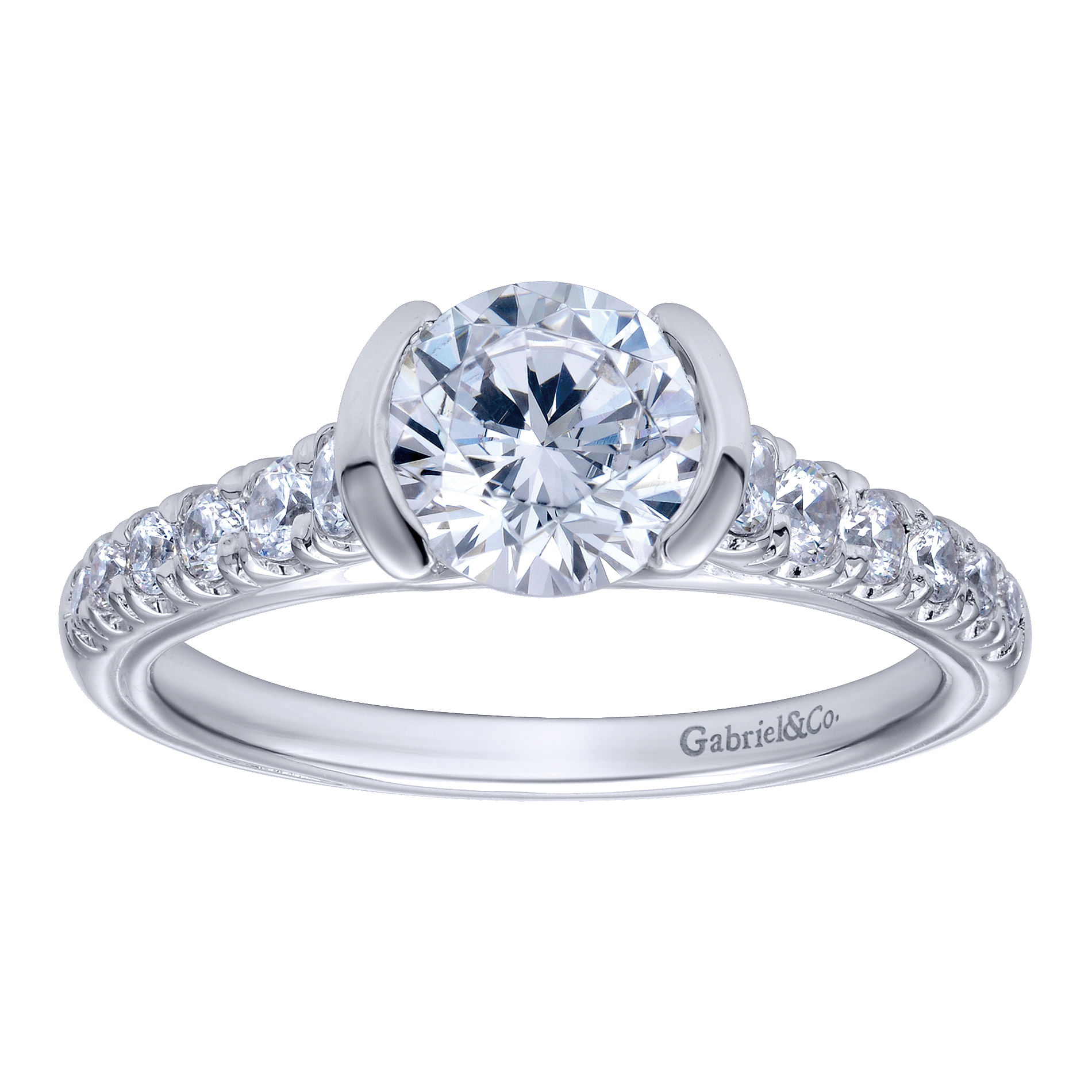 14k White Gold Diamond Straight Engagement Ring angle 5 14k White Gold Diamond Straight Engagement Ring angle 5