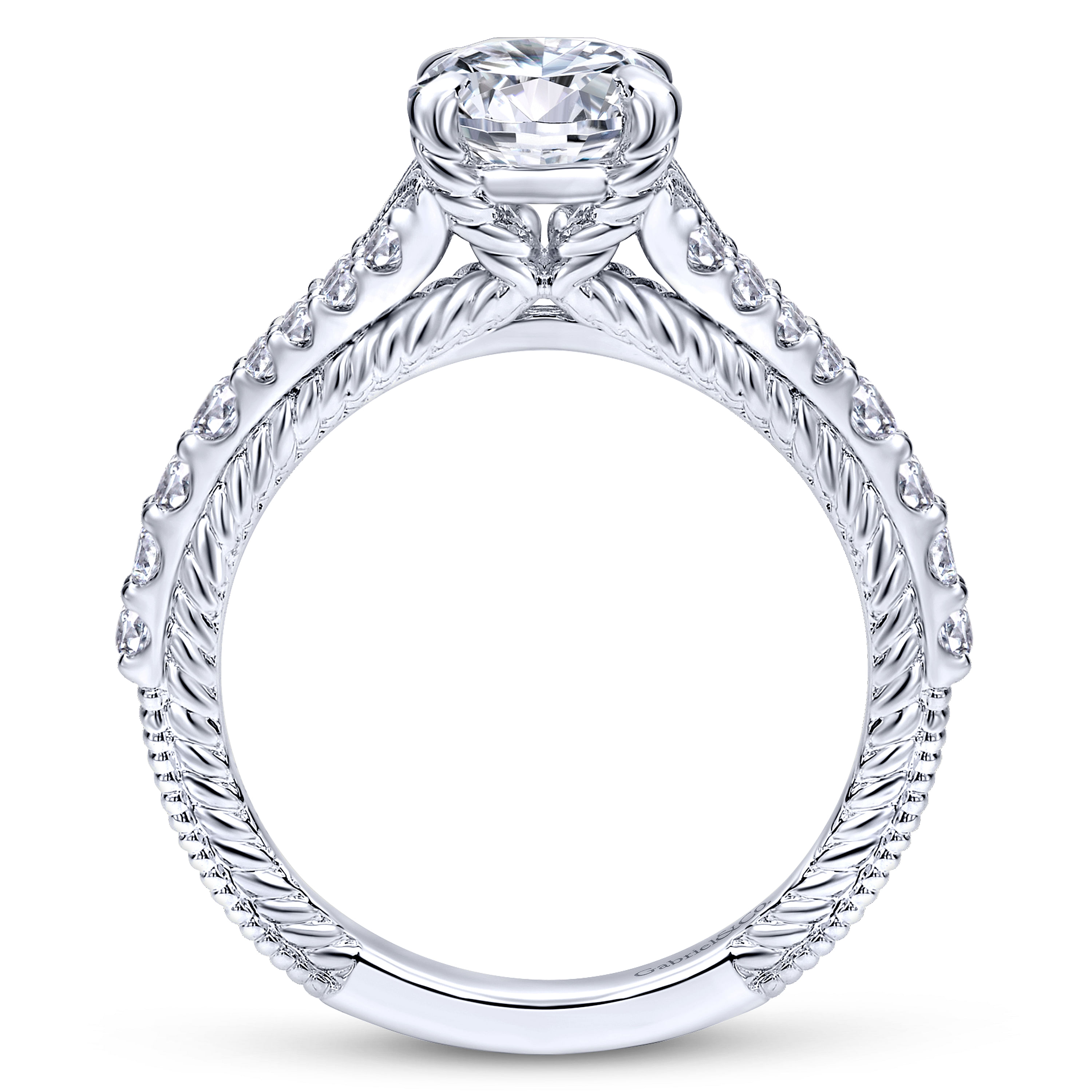 14k White Gold Diamond Straight Engagement Ring angle 2 14k White Gold Diamond Straight Engagement Ring angle 2