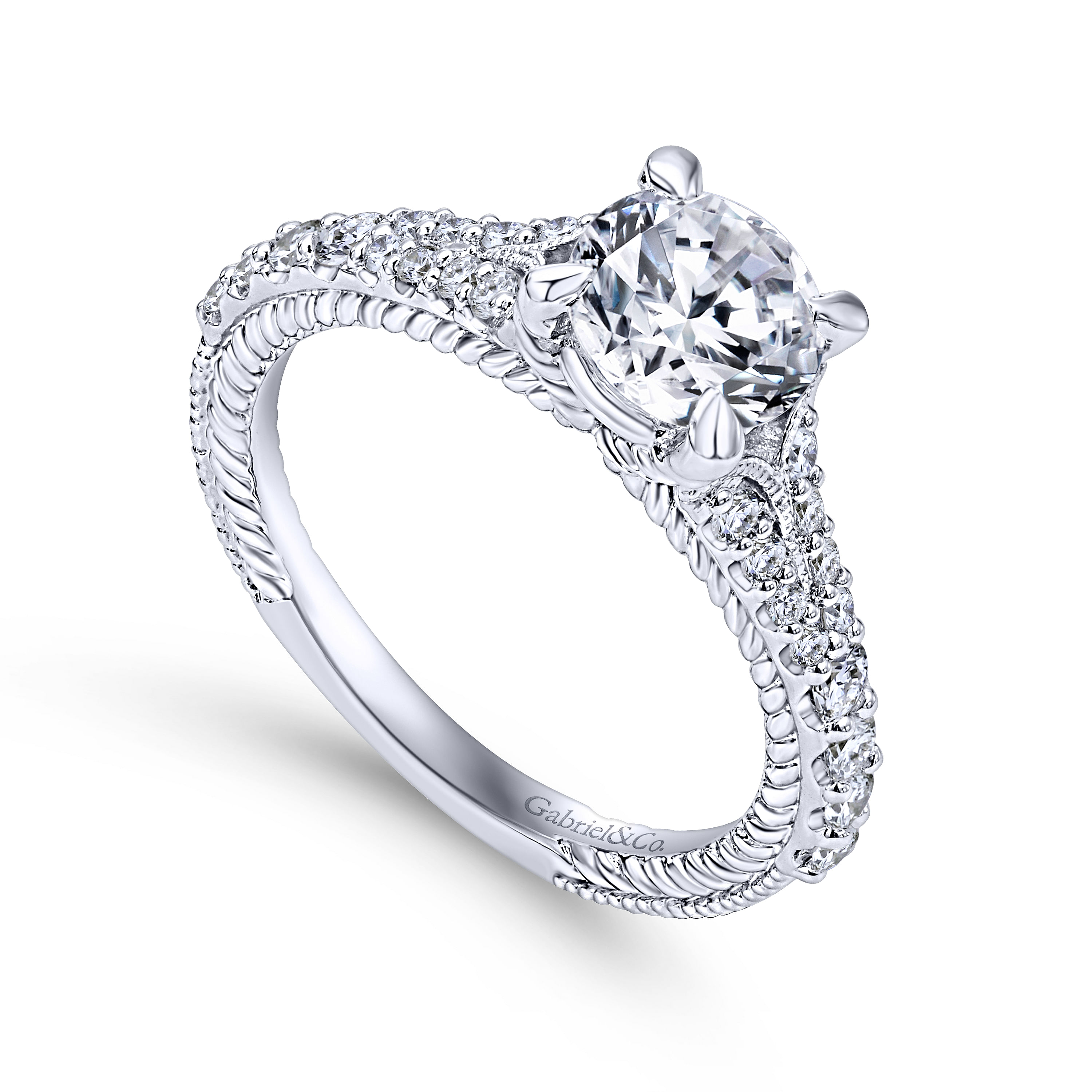 14k White Gold Diamond Straight Engagement Ring angle 3 14k White Gold Diamond Straight Engagement Ring angle 3