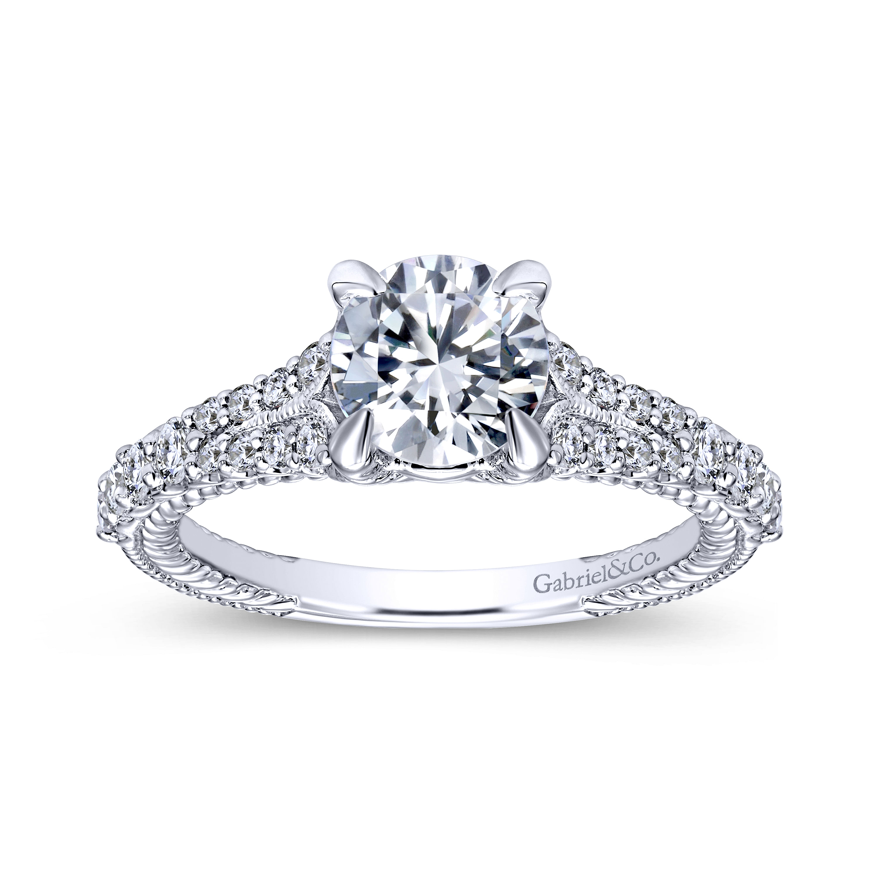 14k White Gold Diamond Straight Engagement Ring angle 5 14k White Gold Diamond Straight Engagement Ring angle 5