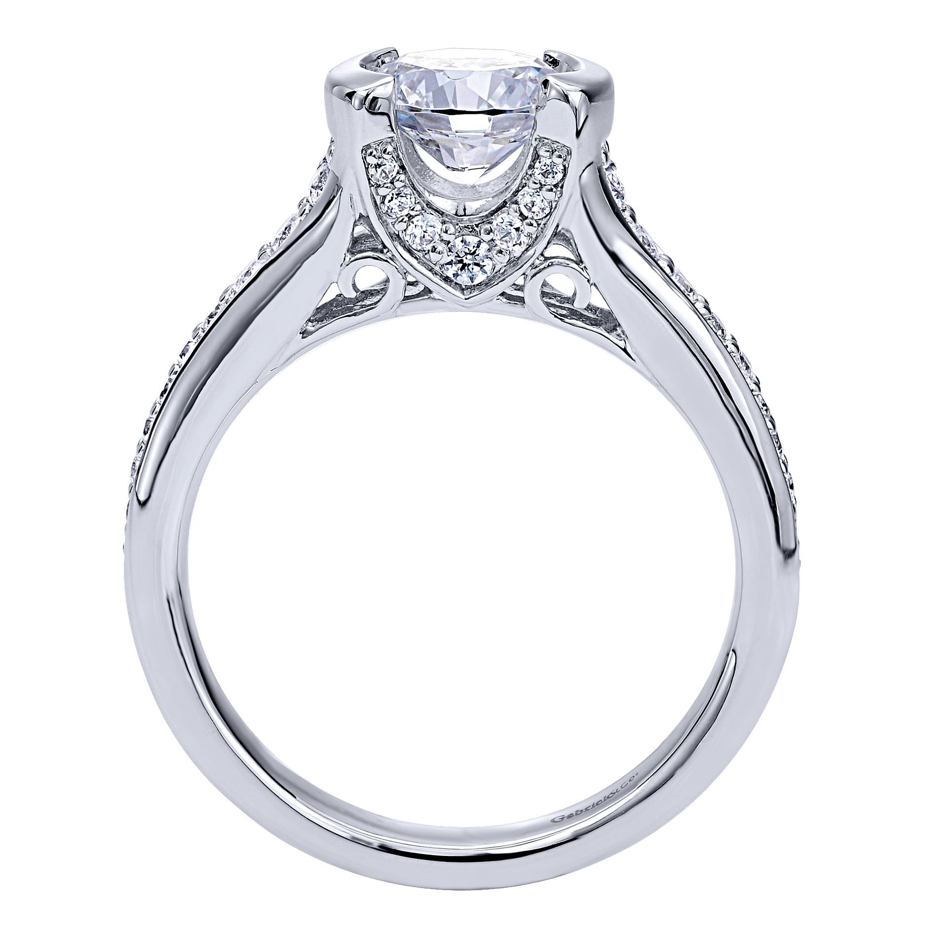 14k White Gold Diamond Straight Engagement Ring angle 2 14k White Gold Diamond Straight Engagement Ring angle 2