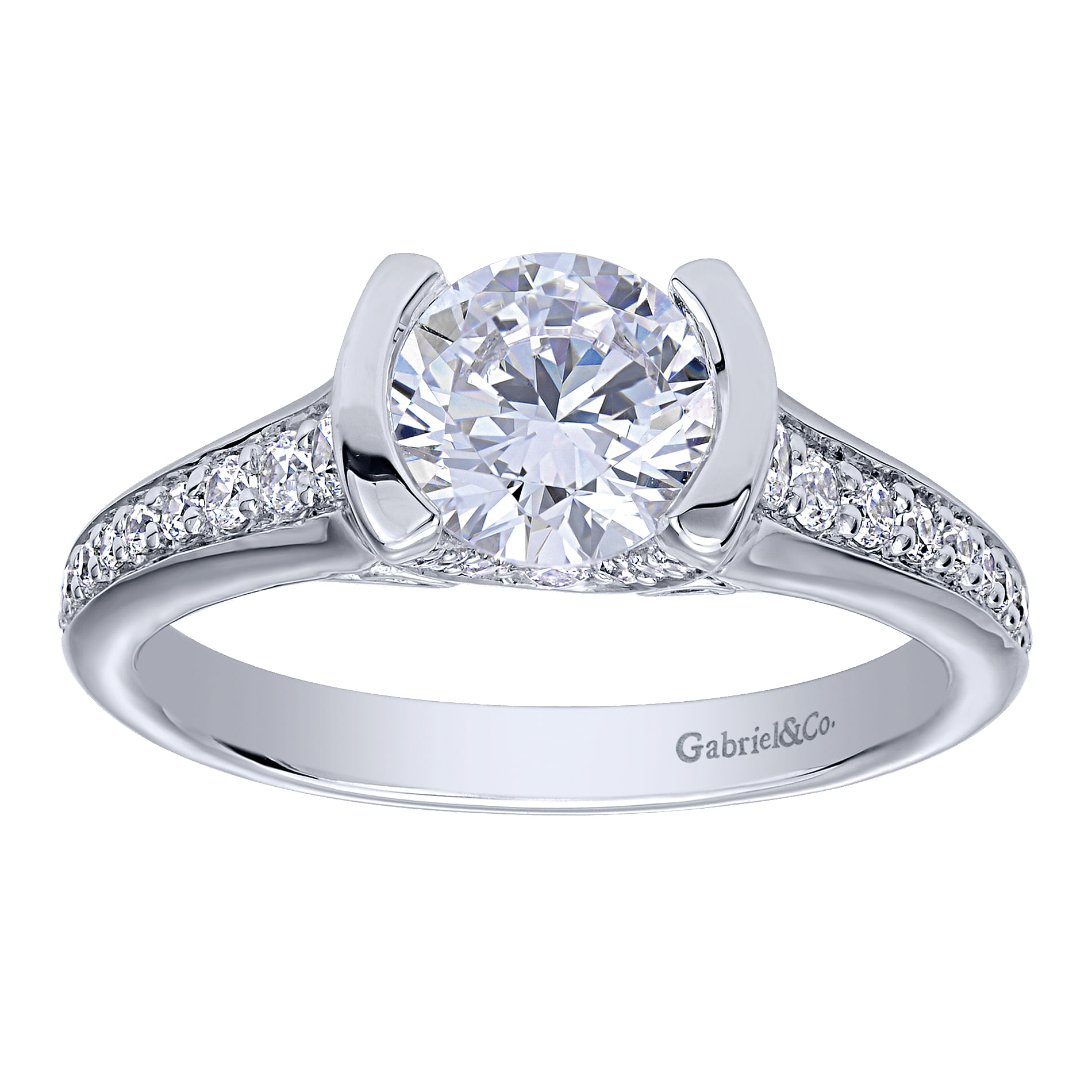 14k White Gold Diamond Straight Engagement Ring angle 5 14k White Gold Diamond Straight Engagement Ring angle 5