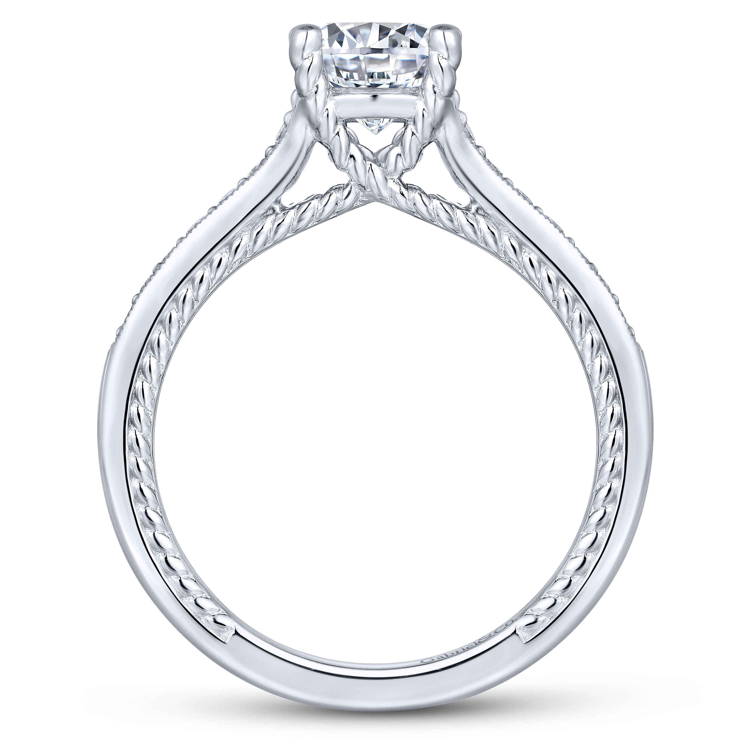 14k White Gold Diamond Straight Engagement Ring angle 2 14k White Gold Diamond Straight Engagement Ring angle 2