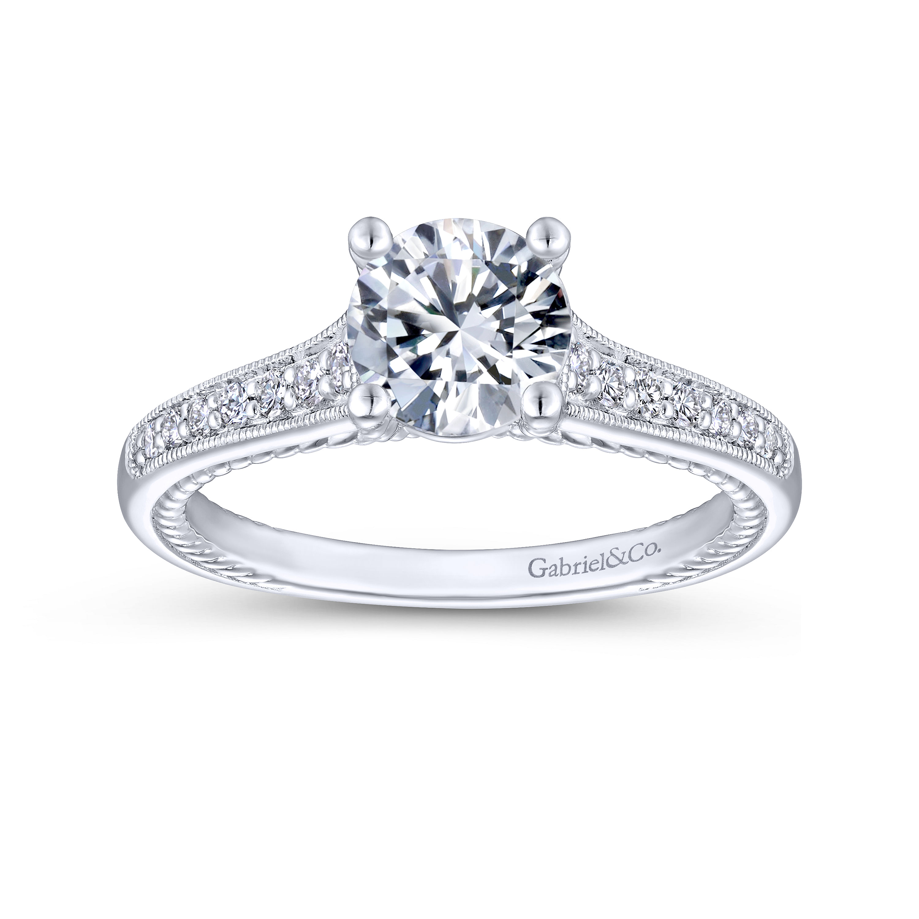 14k White Gold Diamond Straight Engagement Ring angle 5 14k White Gold Diamond Straight Engagement Ring angle 5