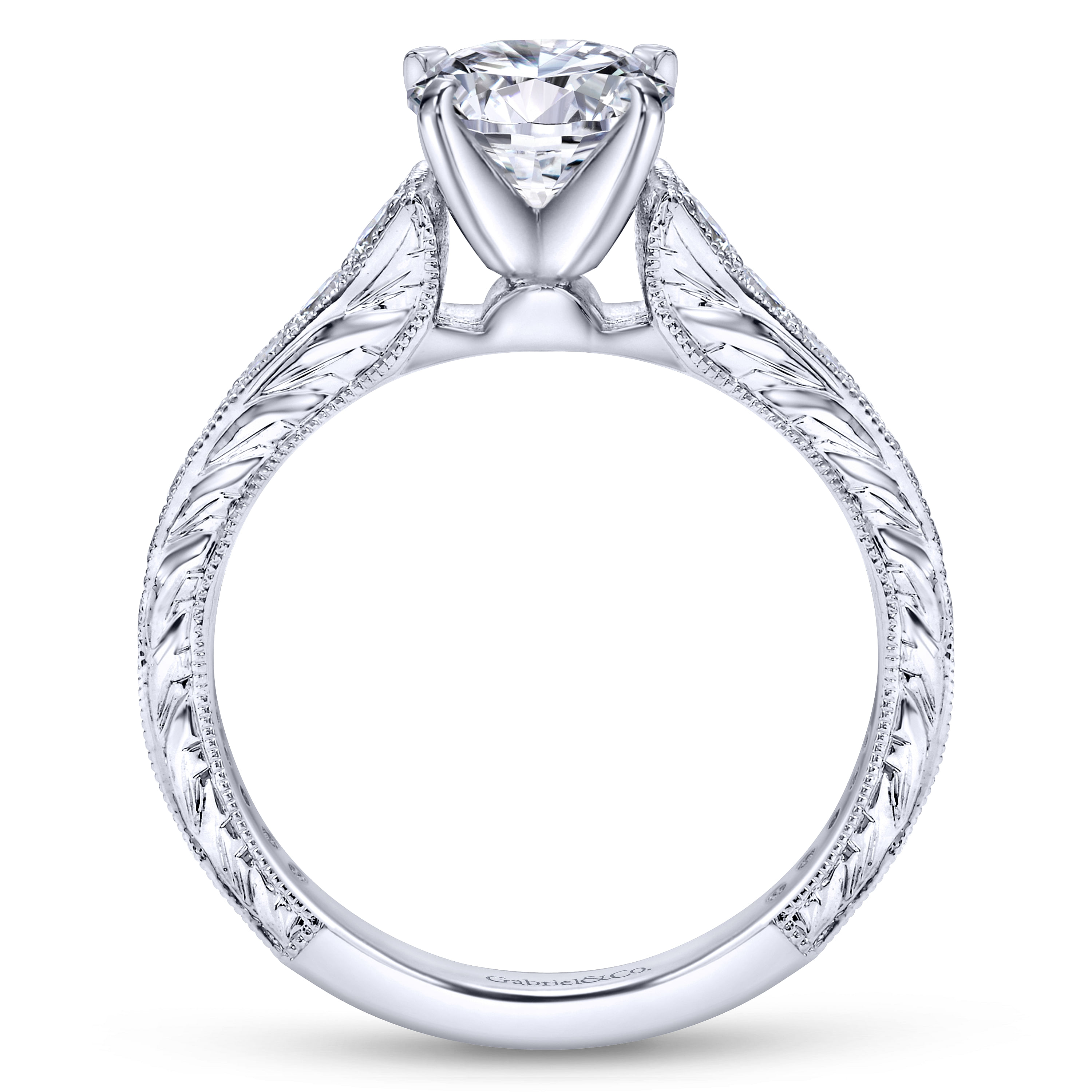 14k White Gold Diamond Straight Engagement Ring angle 2 14k White Gold Diamond Straight Engagement Ring angle 2