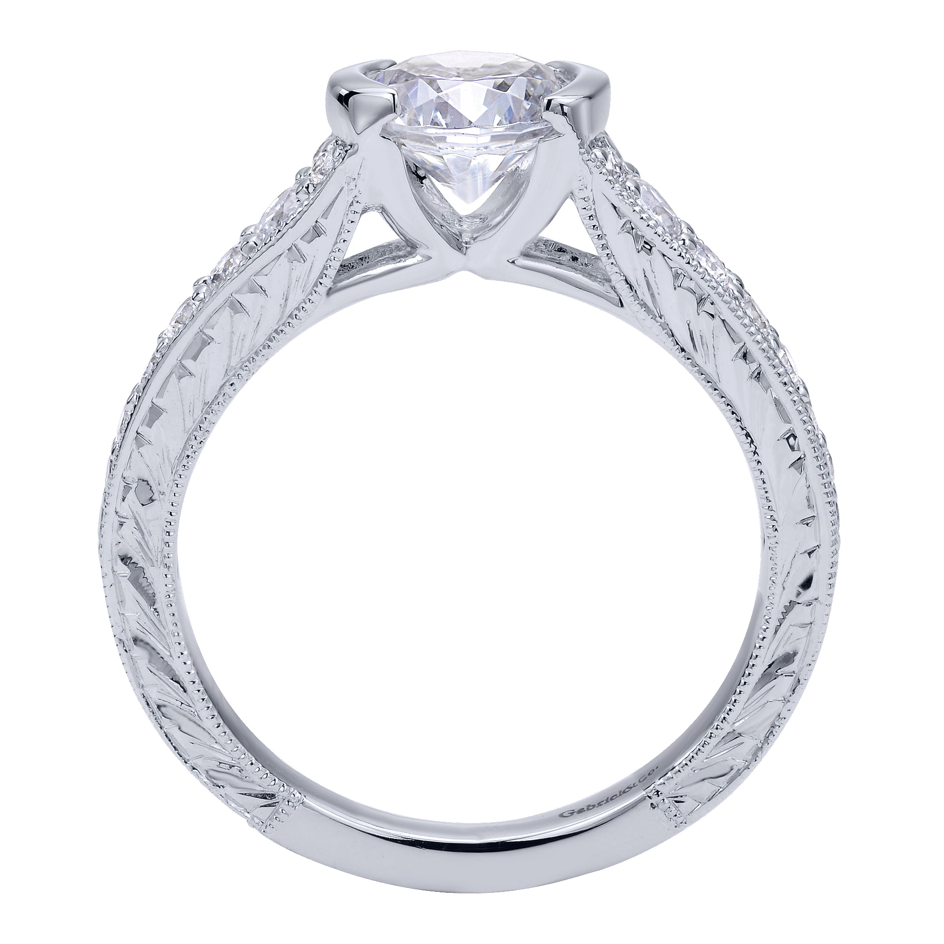 14k White Gold Diamond Straight Engagement Ring angle 2 14k White Gold Diamond Straight Engagement Ring angle 2