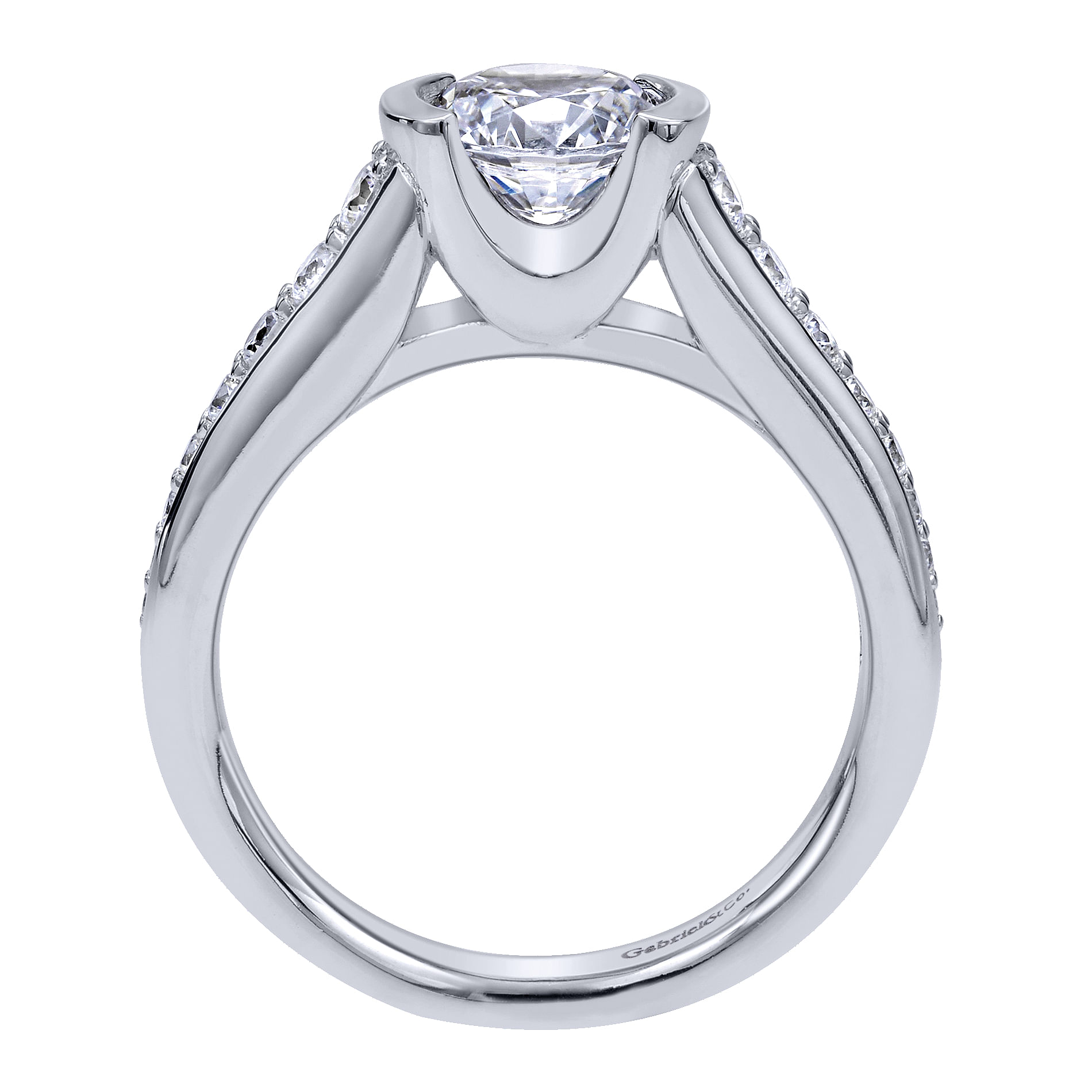 14k White Gold Diamond Straight Engagement Ring angle 2 14k White Gold Diamond Straight Engagement Ring angle 2