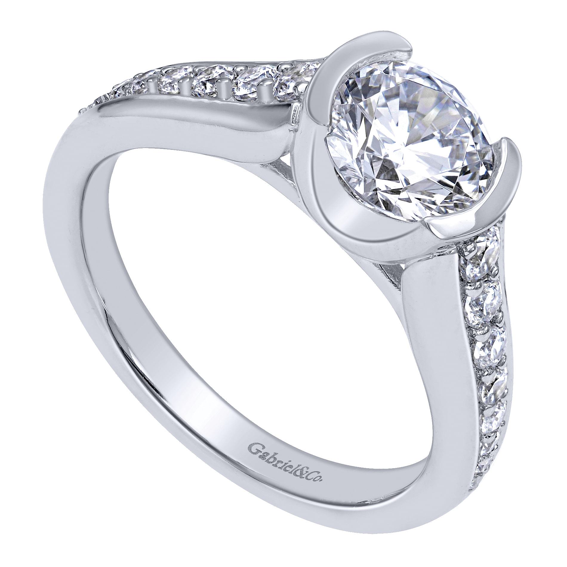 14k White Gold Diamond Straight Engagement Ring angle 3 14k White Gold Diamond Straight Engagement Ring angle 3