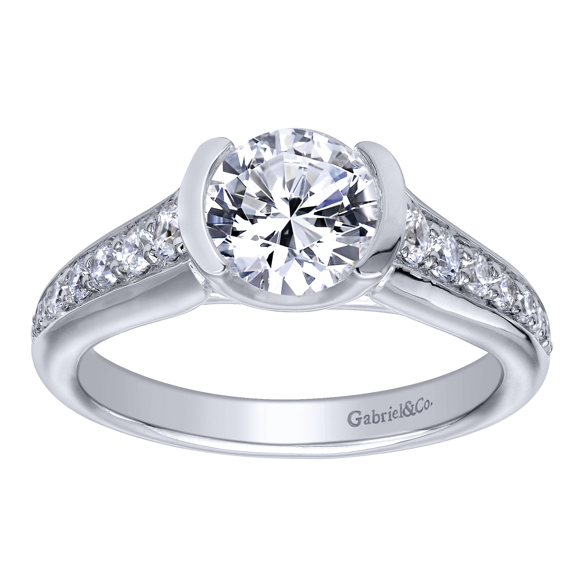 14k White Gold Diamond Straight Engagement Ring angle 5 14k White Gold Diamond Straight Engagement Ring angle 5
