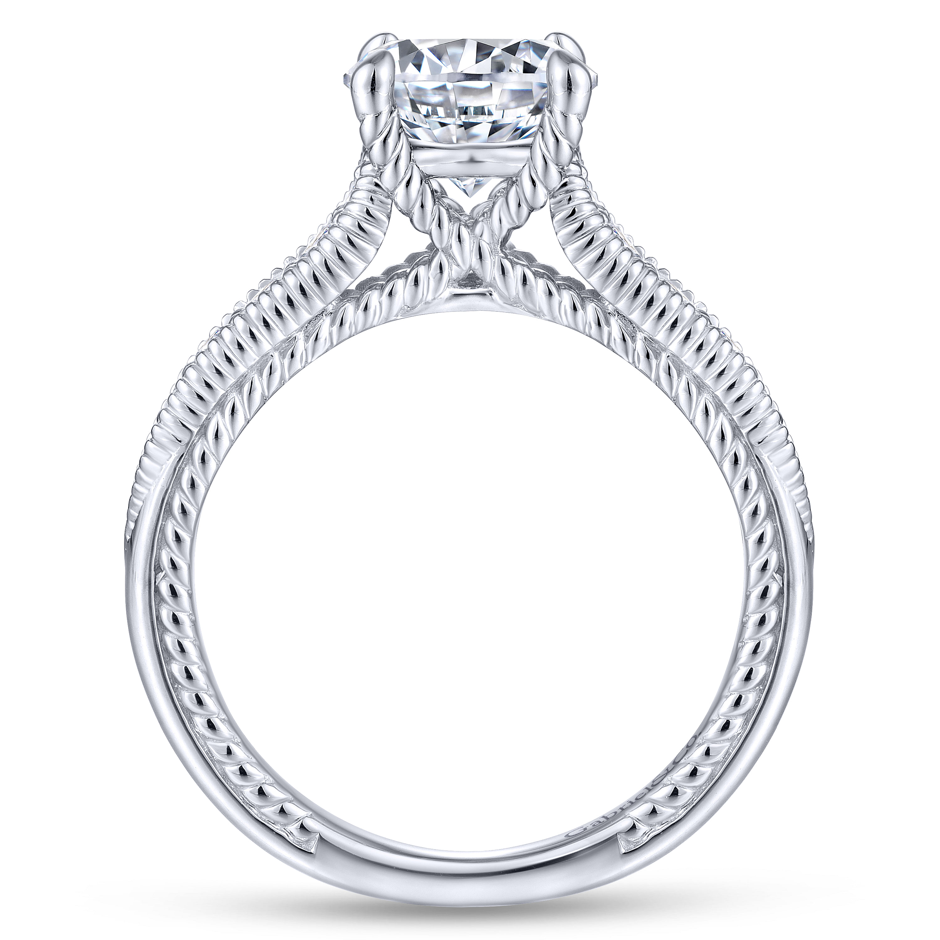 14k White Gold Diamond Straight Engagement Ring angle 2 14k White Gold Diamond Straight Engagement Ring angle 2