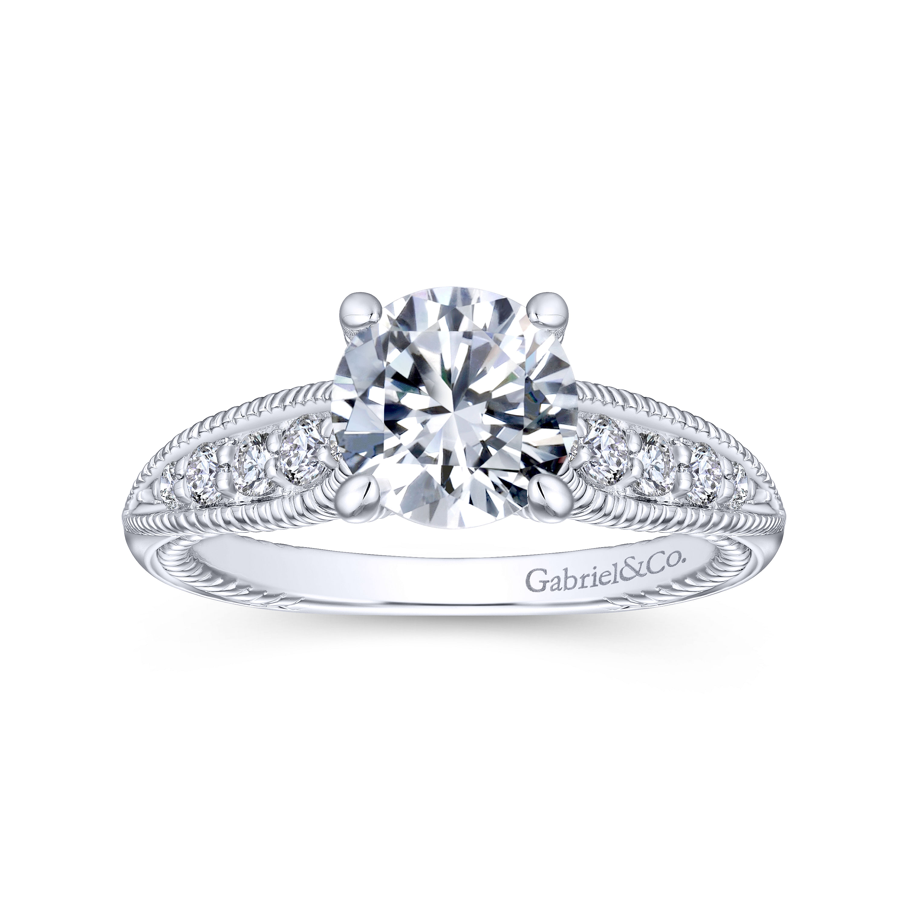 14k White Gold Diamond Straight Engagement Ring angle 5 14k White Gold Diamond Straight Engagement Ring angle 5