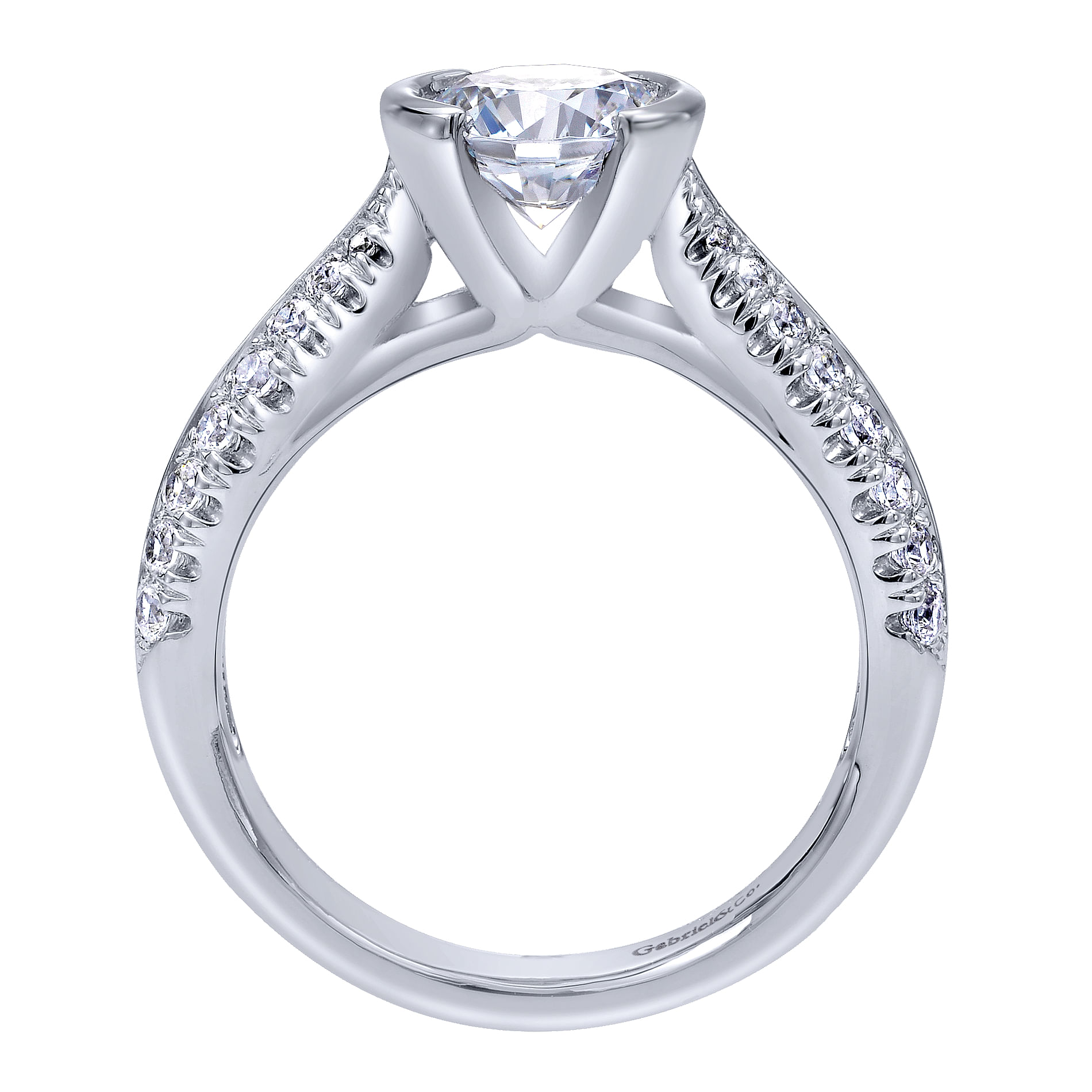 14k White Gold Diamond Straight Engagement Ring angle 2 14k White Gold Diamond Straight Engagement Ring angle 2