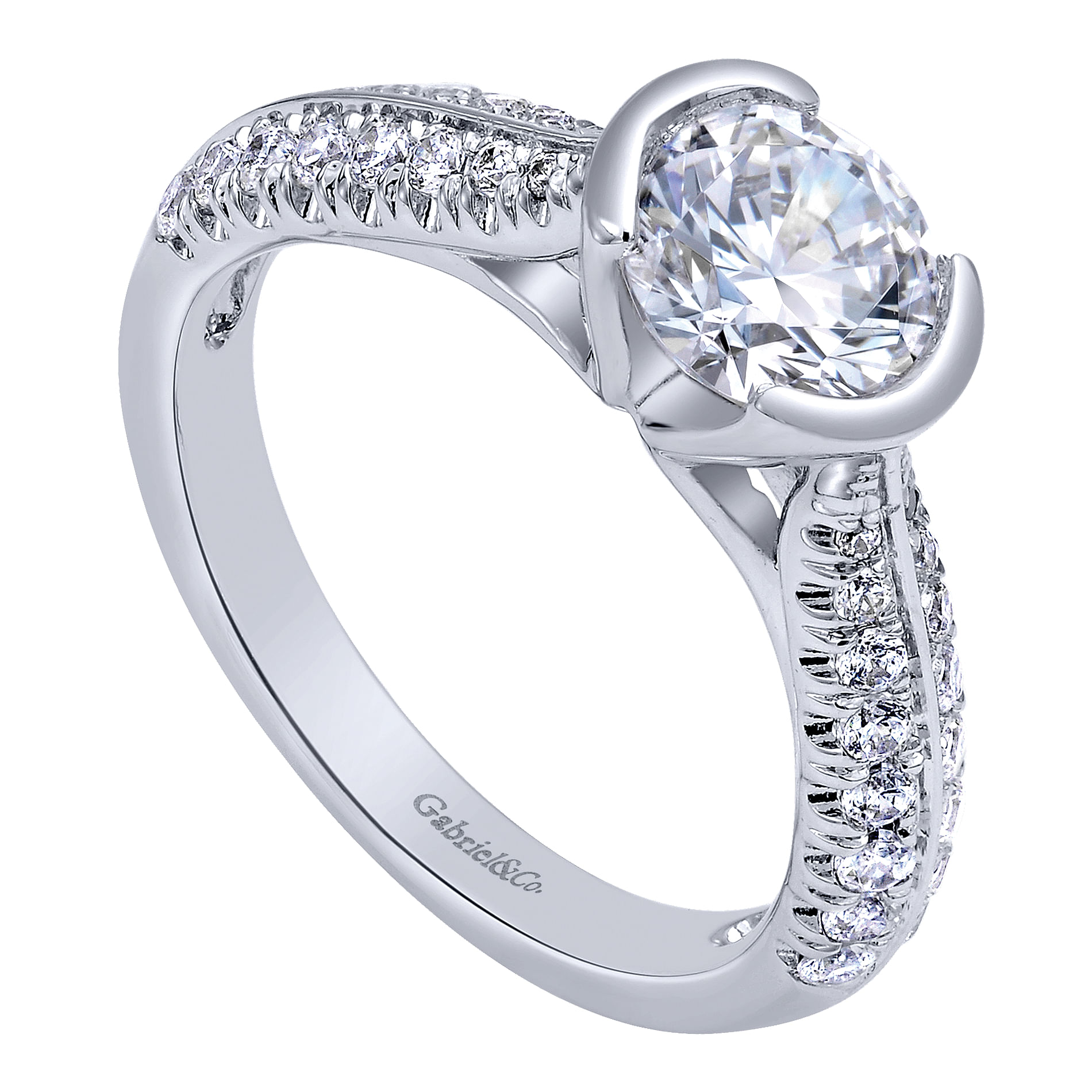 14k White Gold Diamond Straight Engagement Ring angle 3 14k White Gold Diamond Straight Engagement Ring angle 3