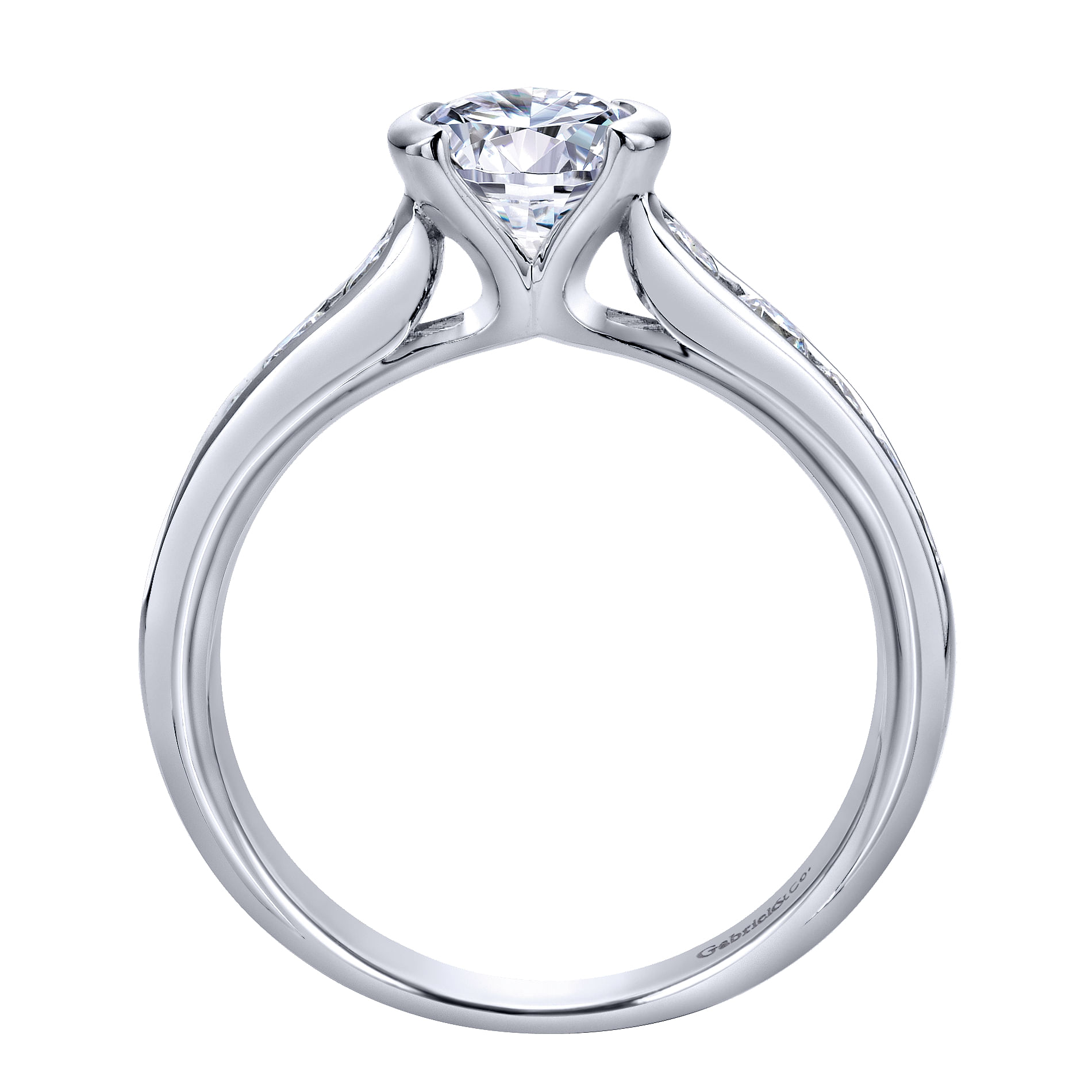 14k White Gold Diamond Straight Engagement Ring angle 2 14k White Gold Diamond Straight Engagement Ring angle 2