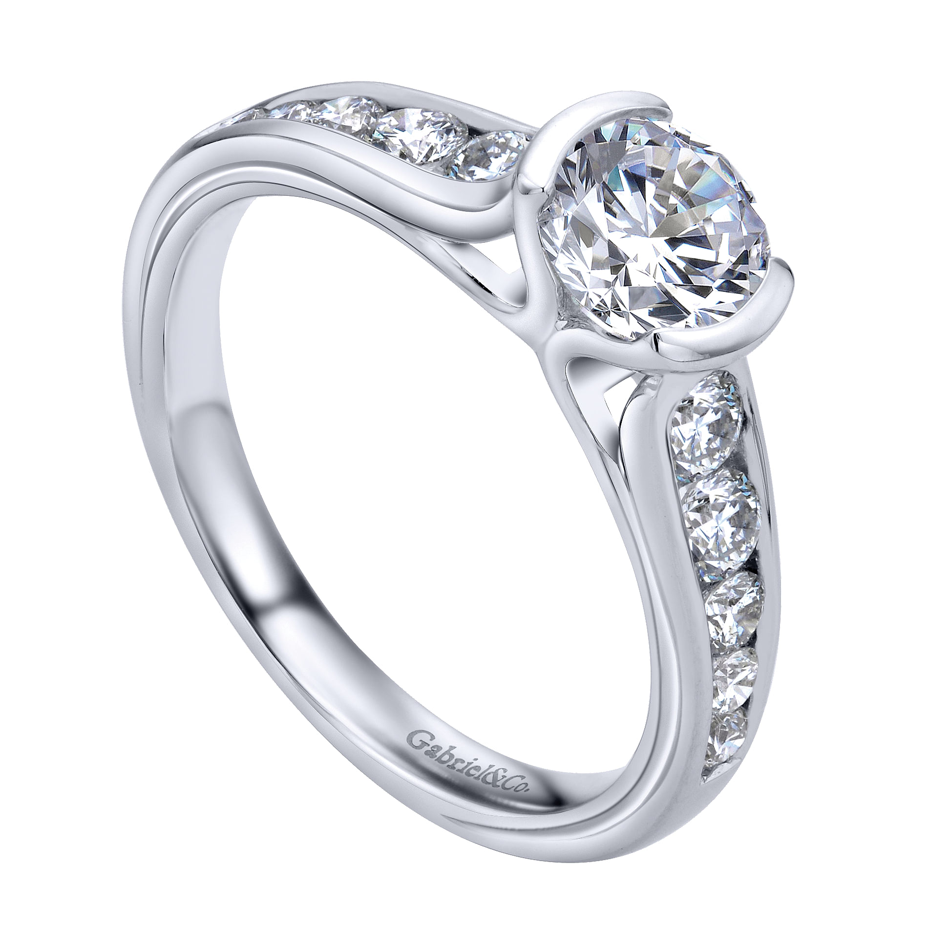 14k White Gold Diamond Straight Engagement Ring angle 3 14k White Gold Diamond Straight Engagement Ring angle 3