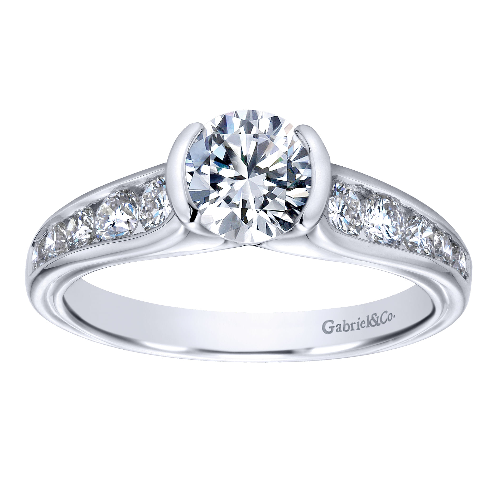 14k White Gold Diamond Straight Engagement Ring angle 5 14k White Gold Diamond Straight Engagement Ring angle 5