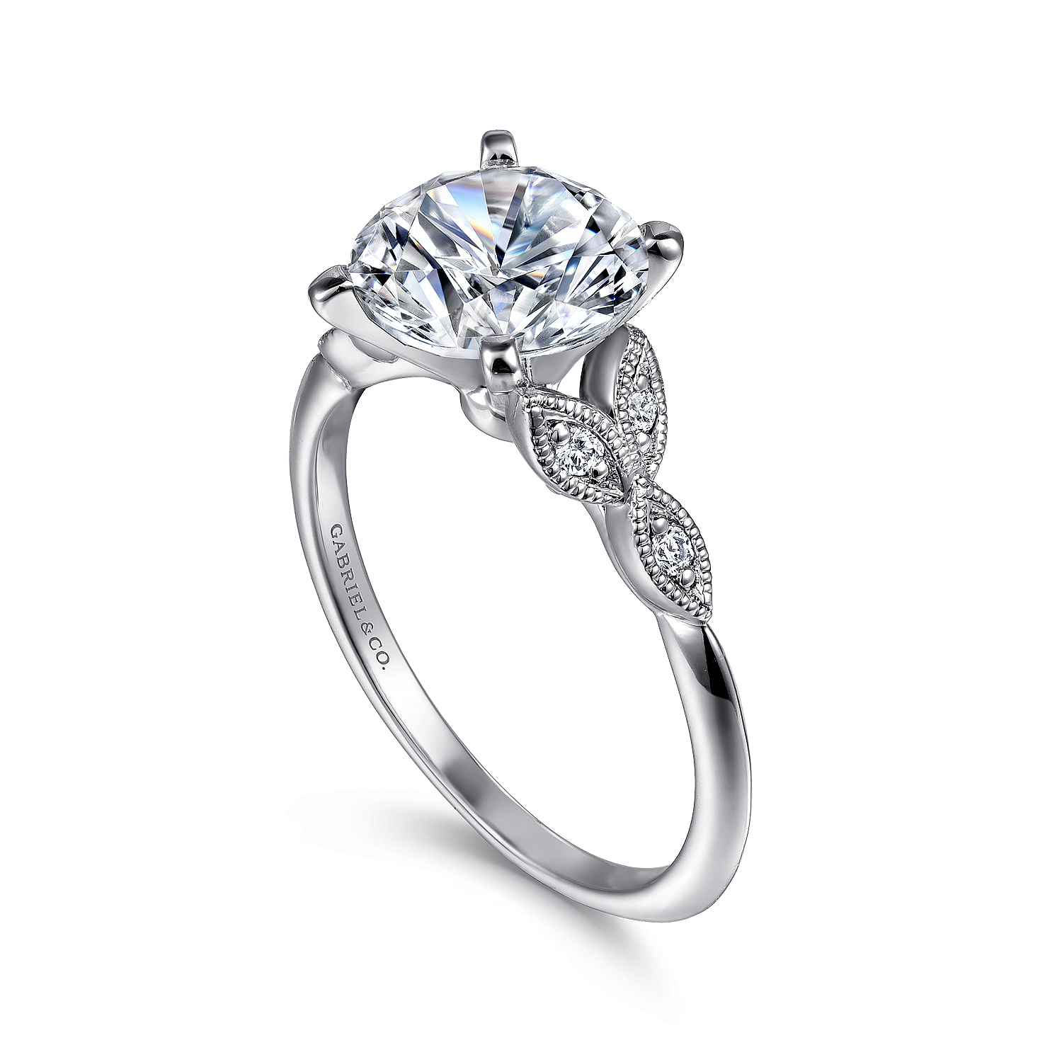 14k White Gold Diamond Straight Engagement Ring angle 3 14k White Gold Diamond Straight Engagement Ring angle 3