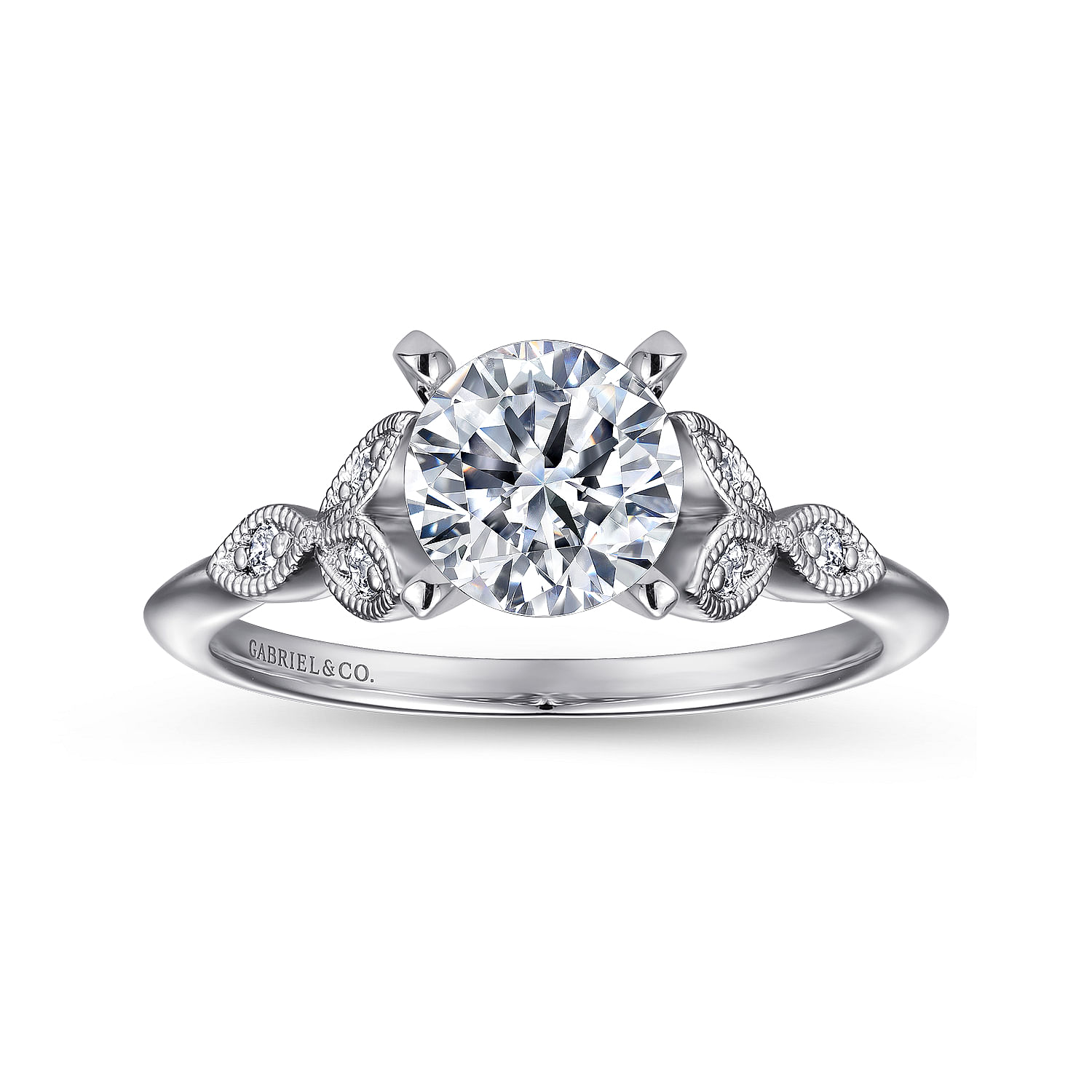 14k White Gold Diamond Straight Engagement Ring angle 5 14k White Gold Diamond Straight Engagement Ring angle 5