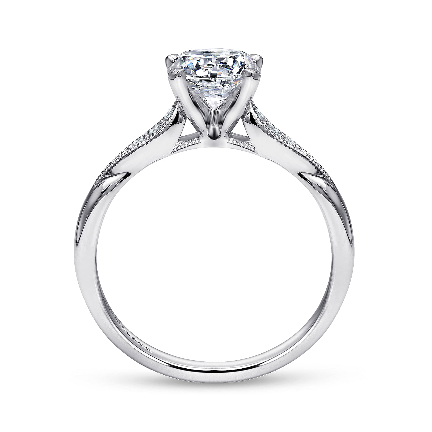 14k White Gold Diamond Straight Engagement Ring angle 2 14k White Gold Diamond Straight Engagement Ring angle 2