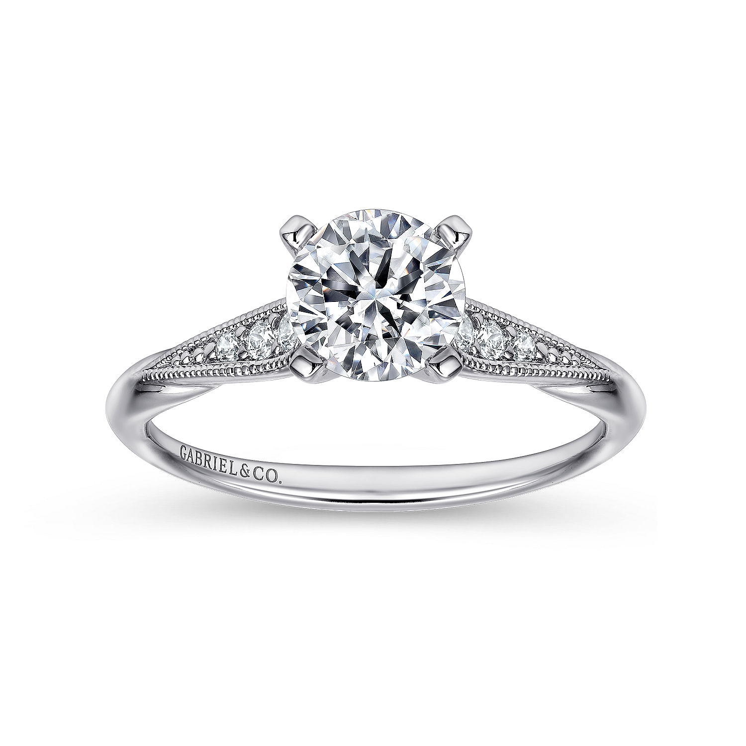14k White Gold Diamond Straight Engagement Ring angle 5 14k White Gold Diamond Straight Engagement Ring angle 5