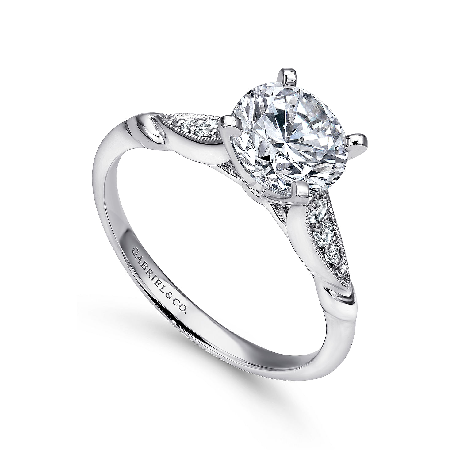 14k White Gold Diamond Straight Engagement Ring angle 3 14k White Gold Diamond Straight Engagement Ring angle 3