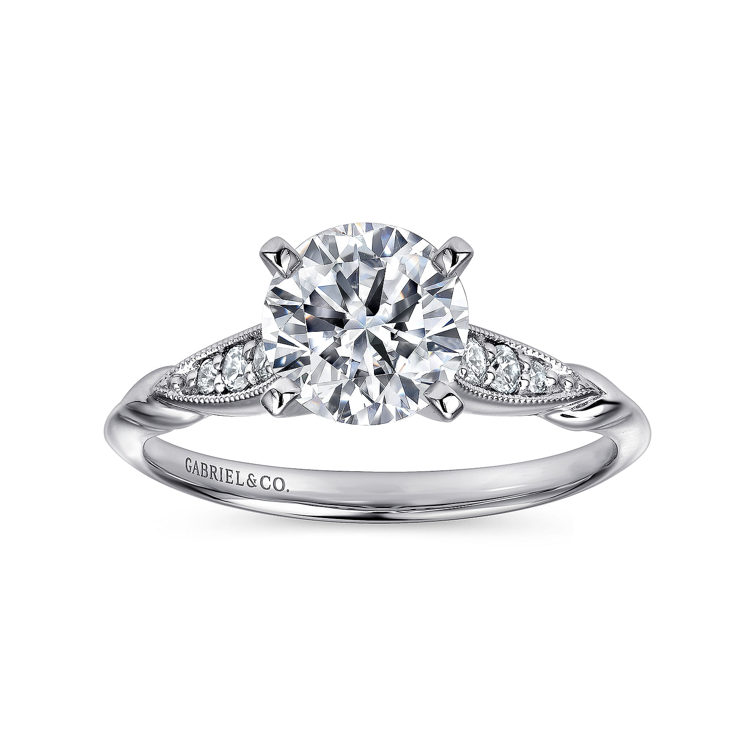 14k White Gold Diamond Straight Engagement Ring angle 5 14k White Gold Diamond Straight Engagement Ring angle 5