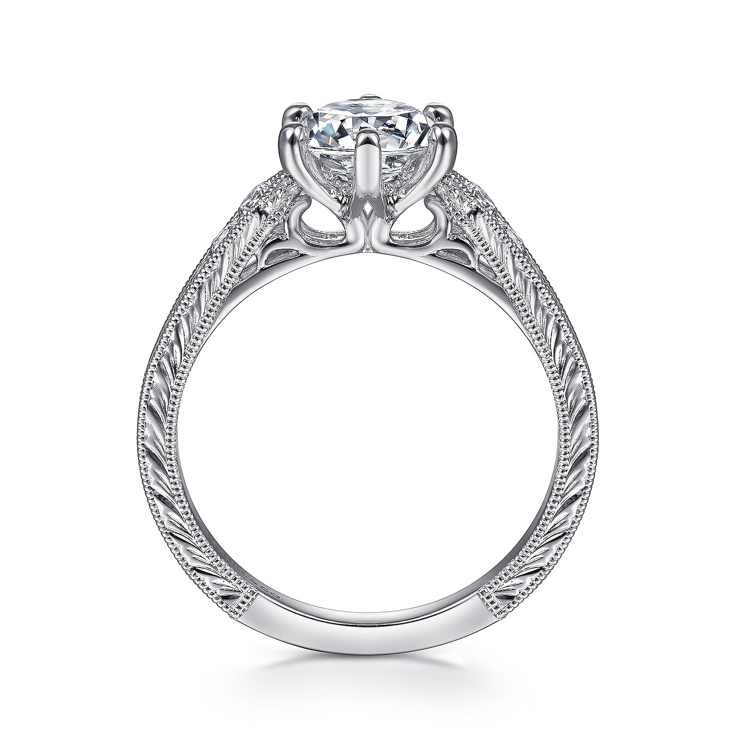 14k White Gold Diamond Straight Engagement Ring angle 2 14k White Gold Diamond Straight Engagement Ring angle 2