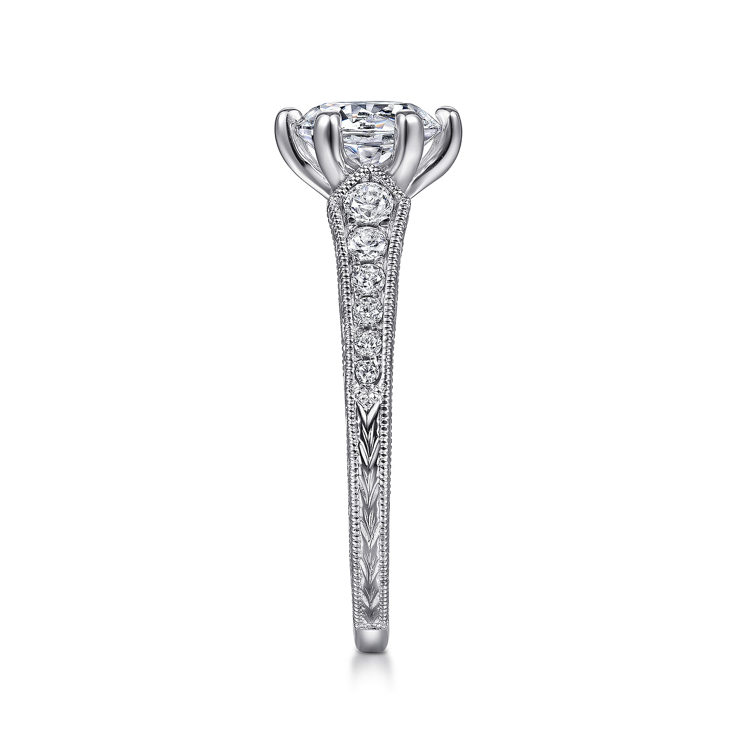 14k White Gold Diamond Straight Engagement Ring angle 5 14k White Gold Diamond Straight Engagement Ring angle 5