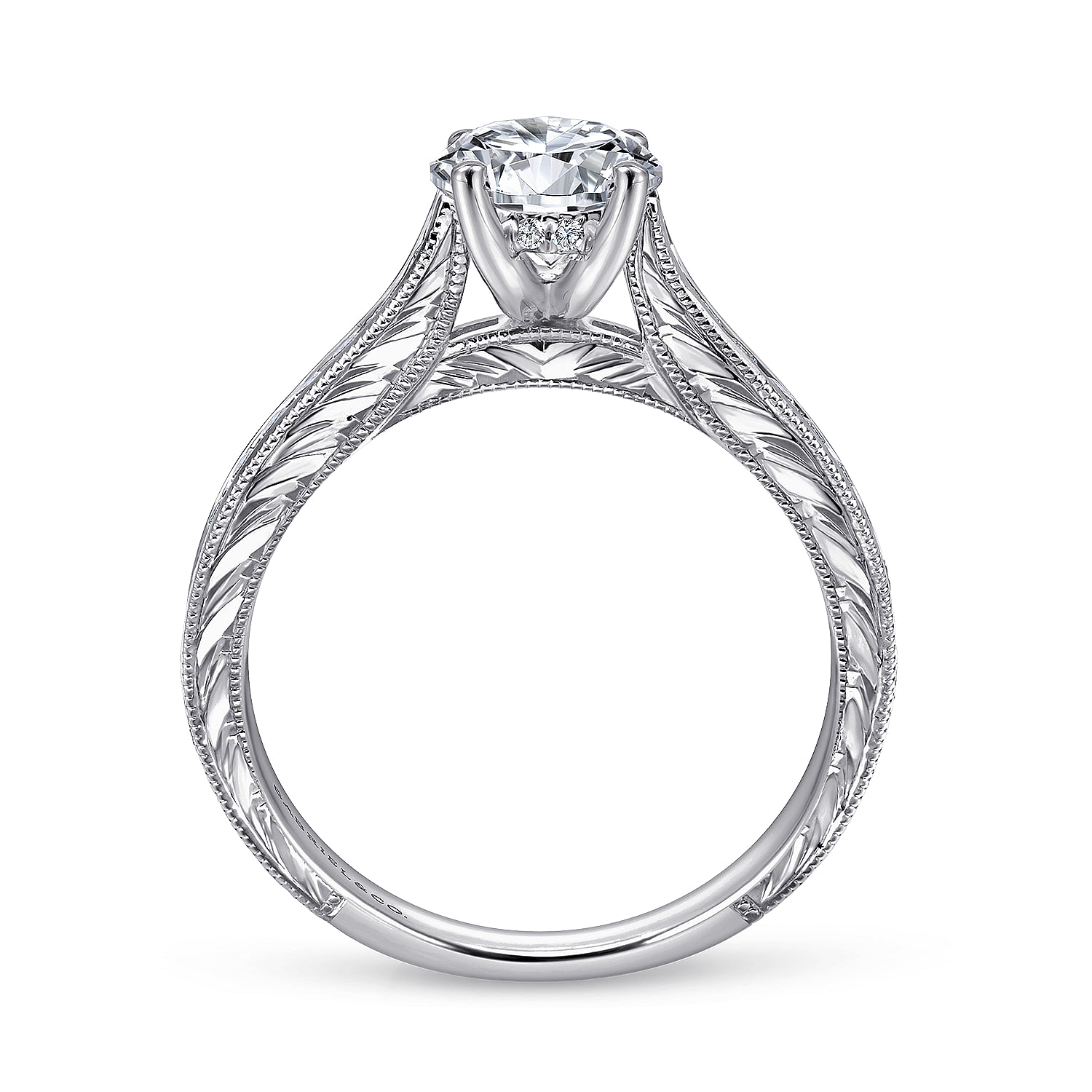 14k White Gold Diamond Straight Engagement Ring angle 2 14k White Gold Diamond Straight Engagement Ring angle 2